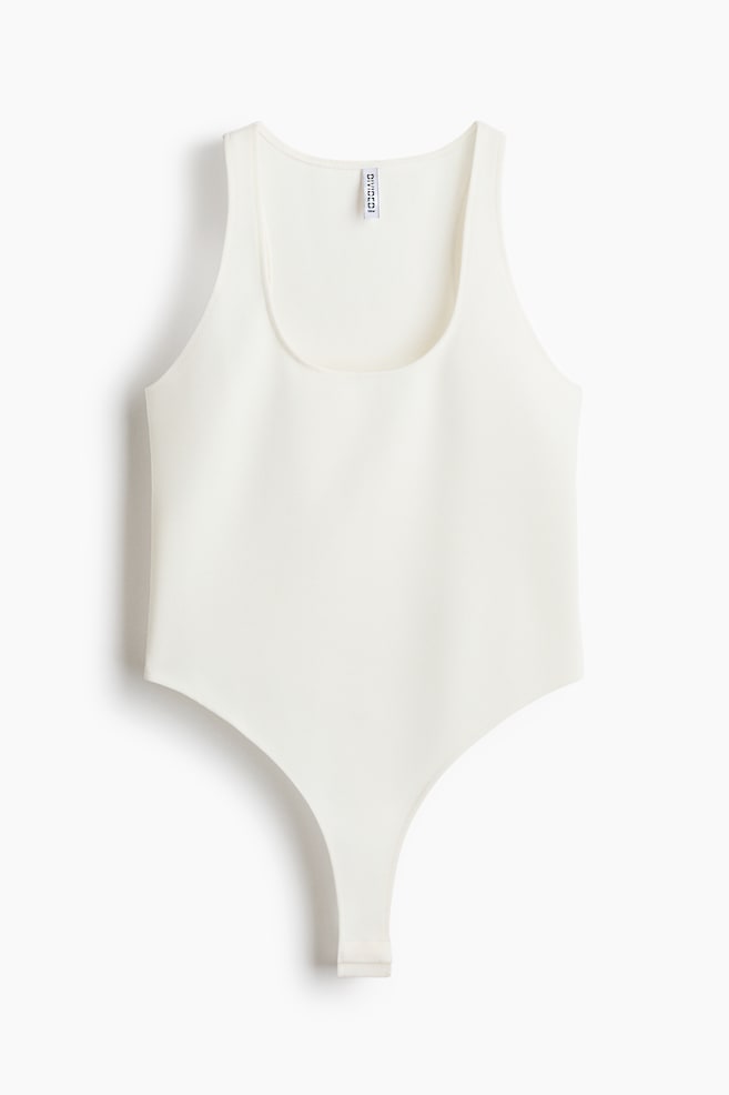 Body thong bez rękawów - Biały/Czarny - 1