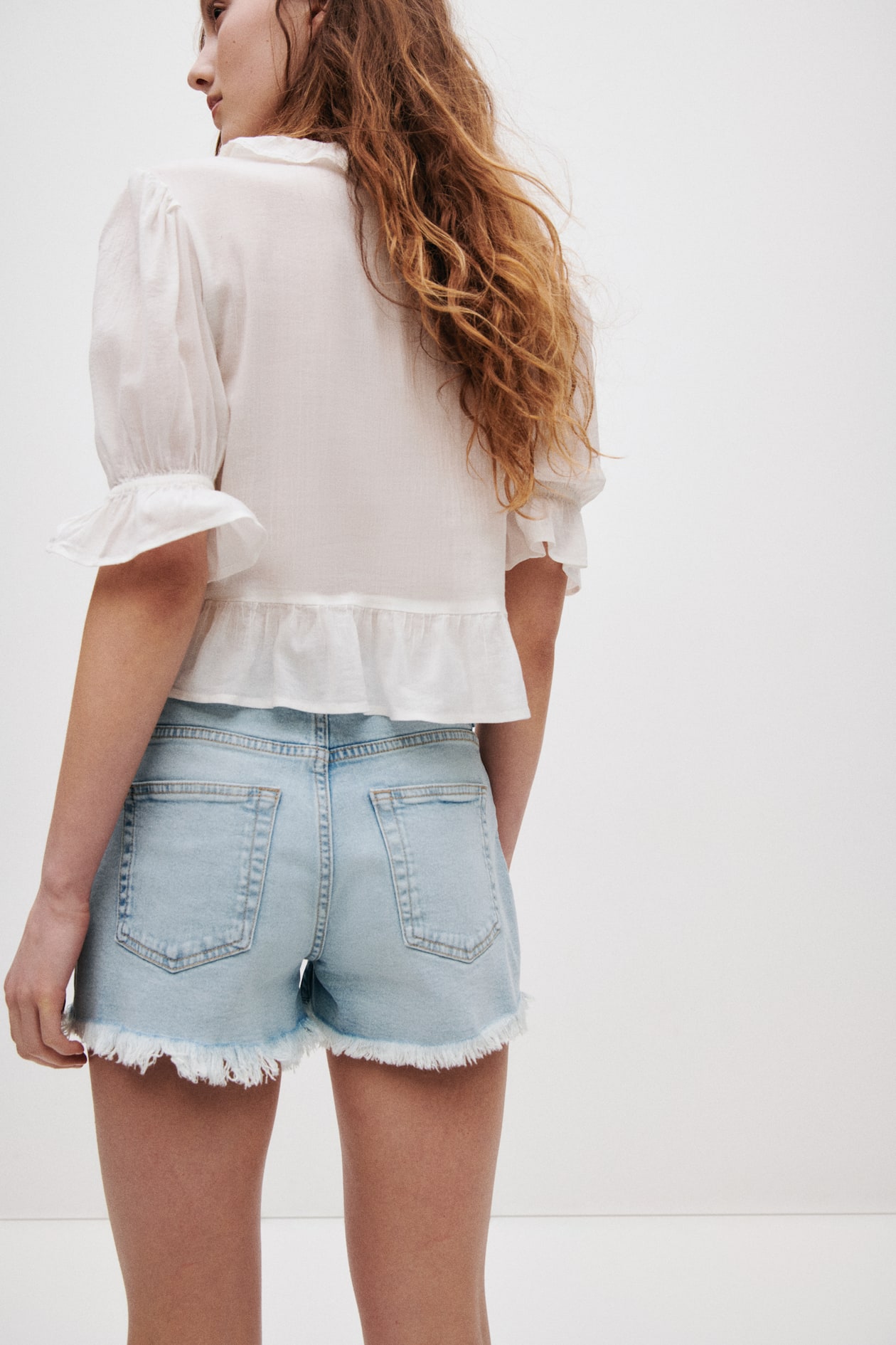 Frayed Denim Shorts - image 4