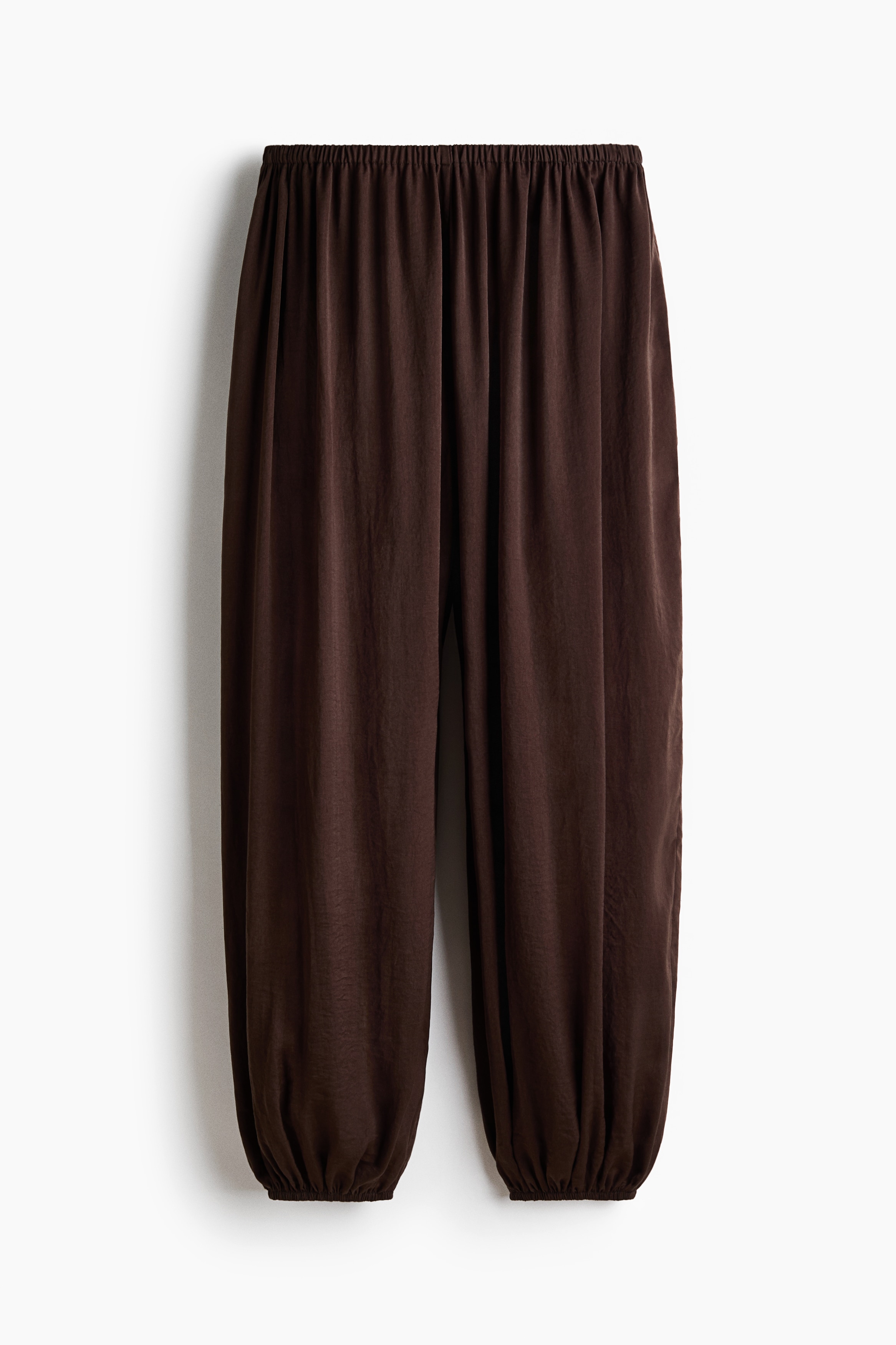 Satenske pantalone sa balon nogavicama - Tamnosmeđa