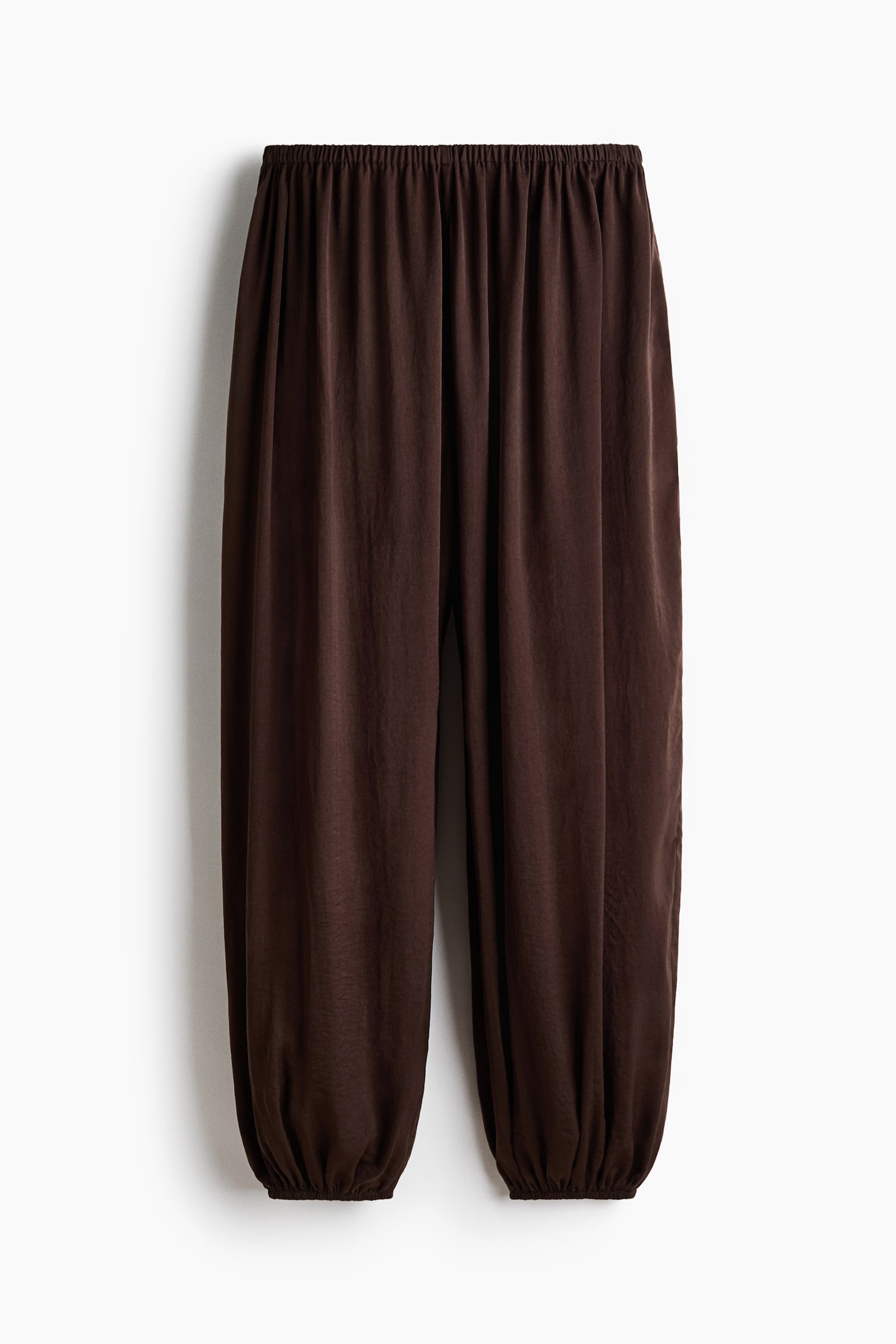 Balloon-Leg Satin Pants - Dark brown - 1