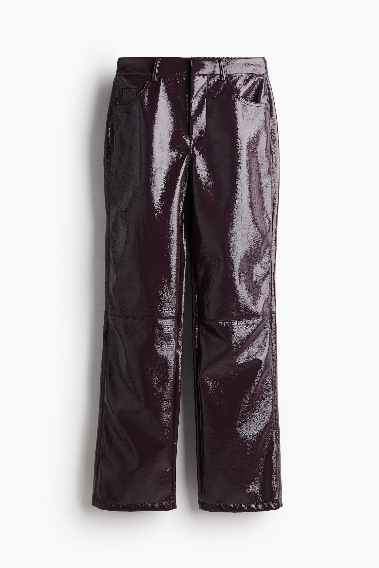 Straight coated trousers - Burgundy - 2