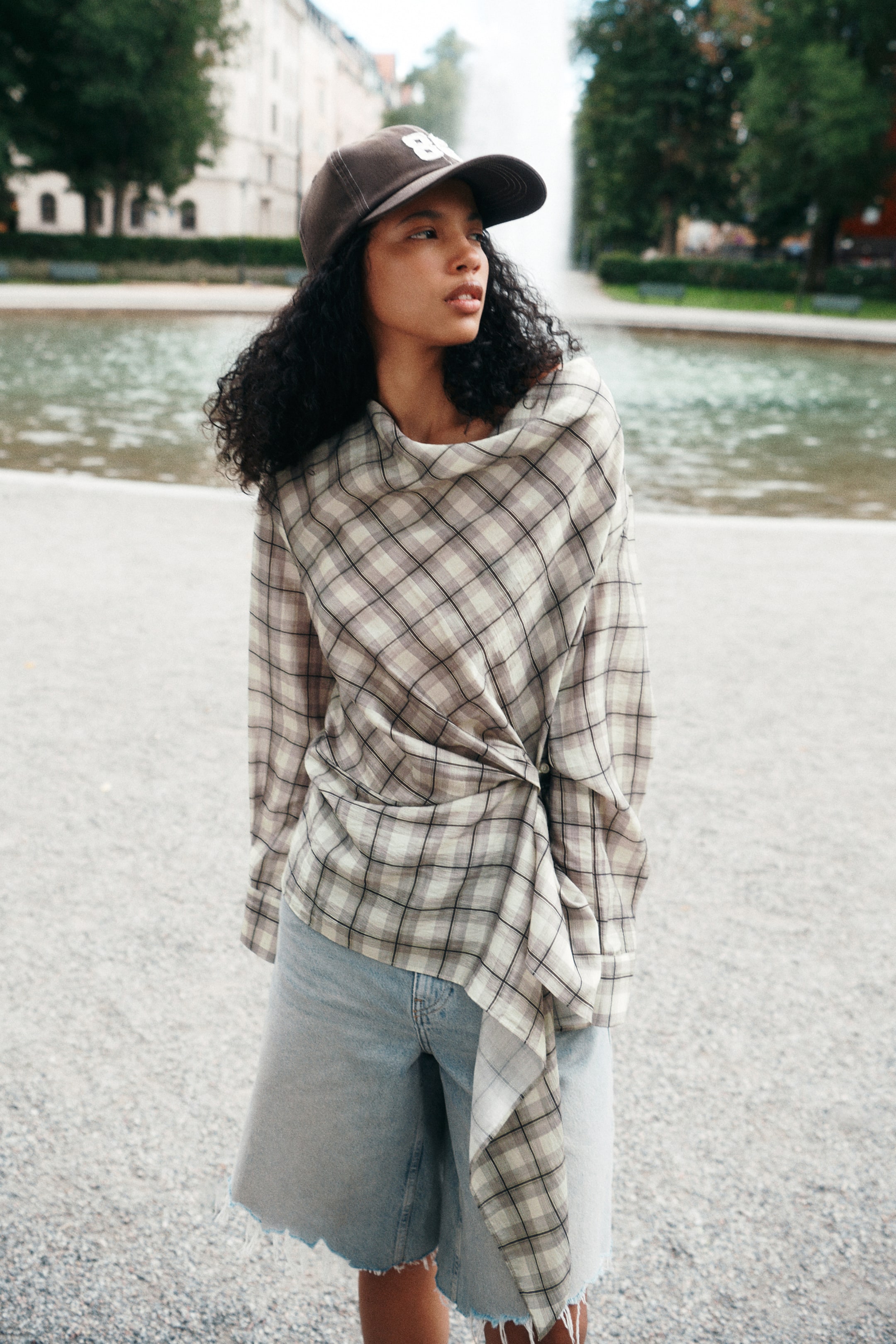 Blouse en lyocell mélangé avec panneau drapé