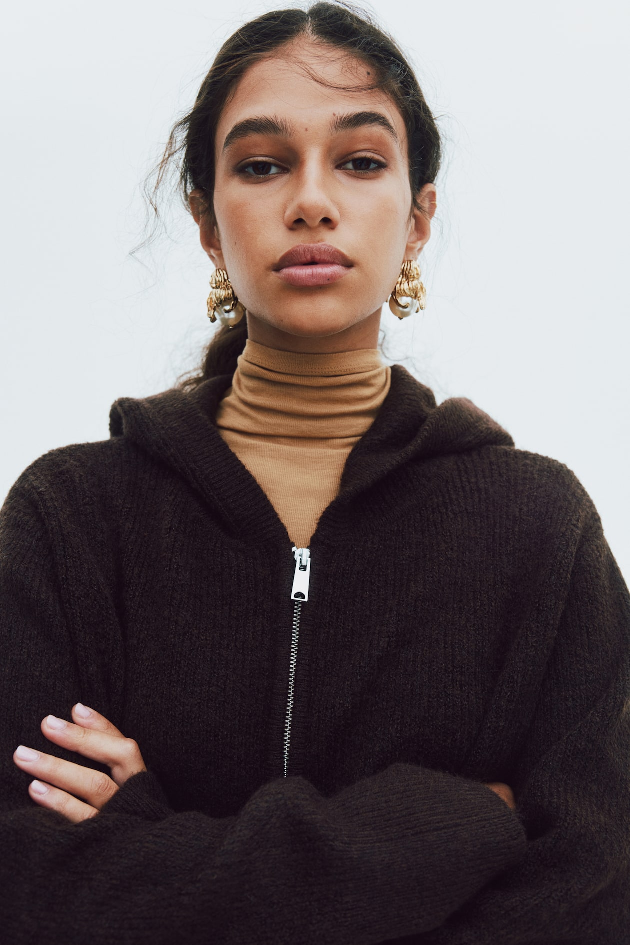 Hooded Cardigan with Zipper - image 2