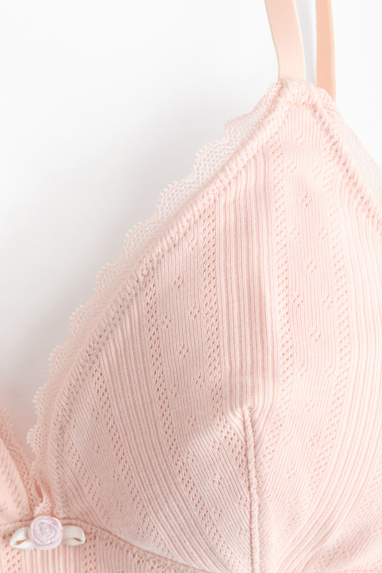 Бра Soft-Cup, уплотнённая чашка, ажурная вязка — H&M, цвет: Светлый персиковый розовый — фото 6