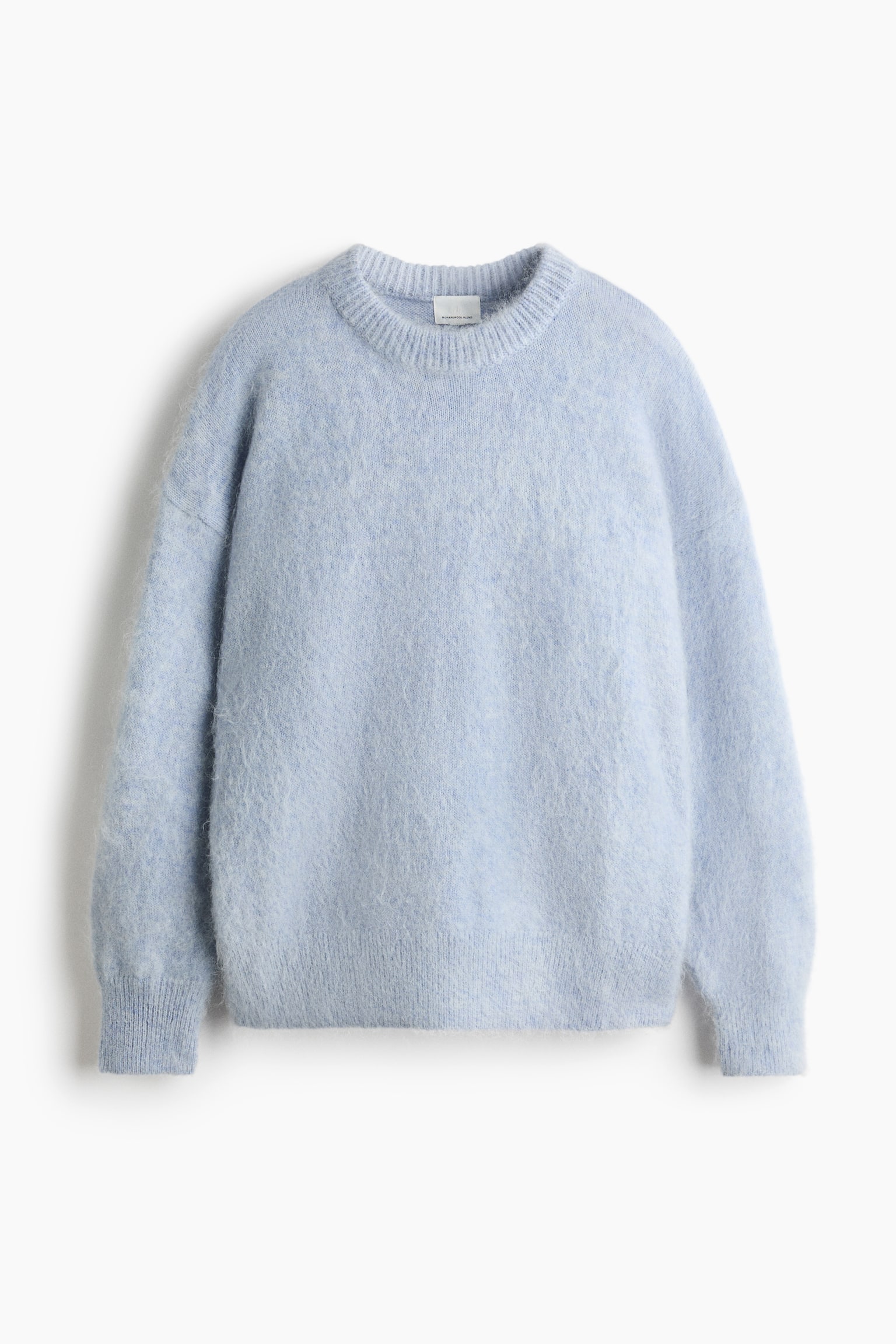 Sweter oversize z domieszką moheru - Jasny zakurzony błękit - 1