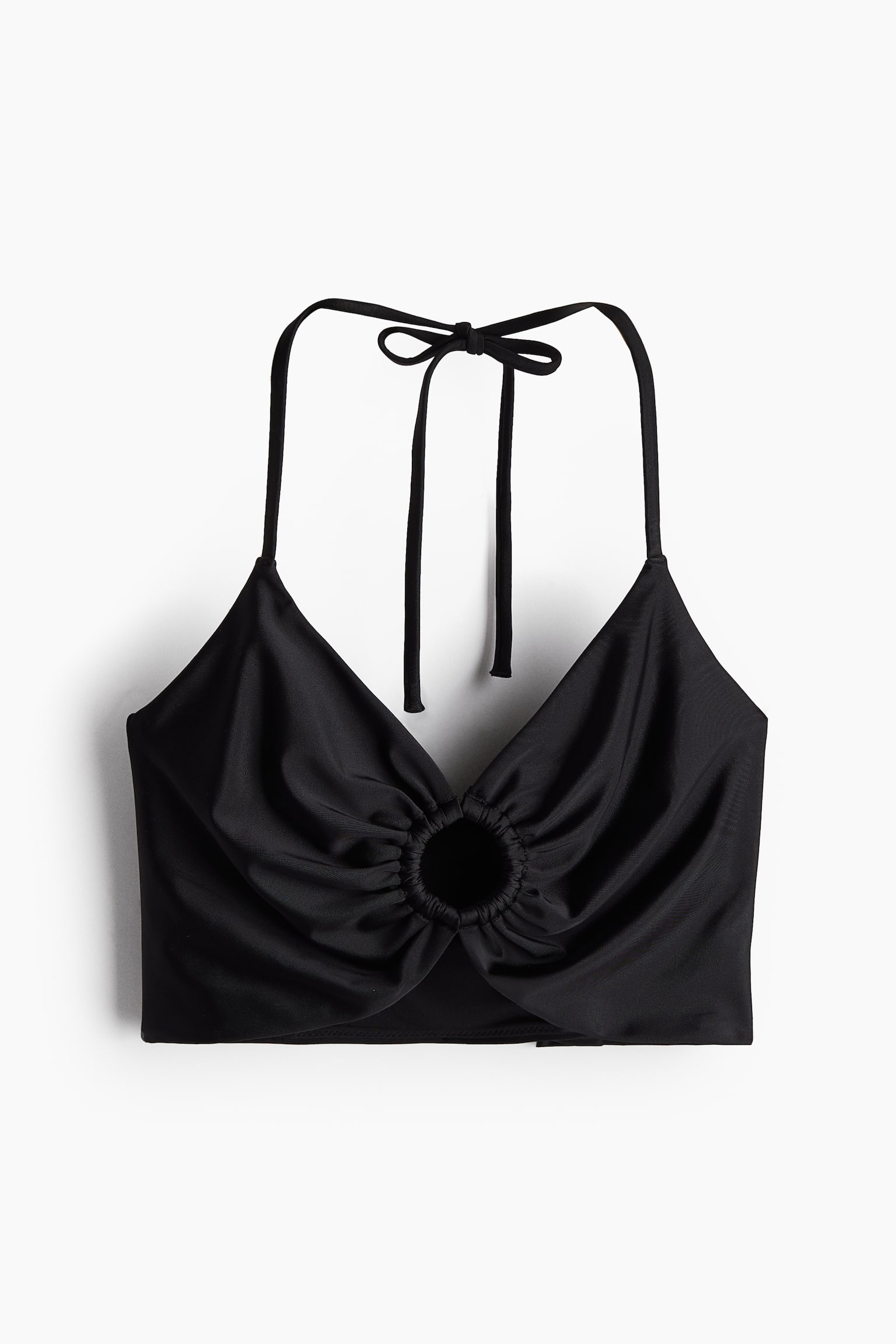 Halterneck swim top - Black/Pigeon blue/Shiny - 1