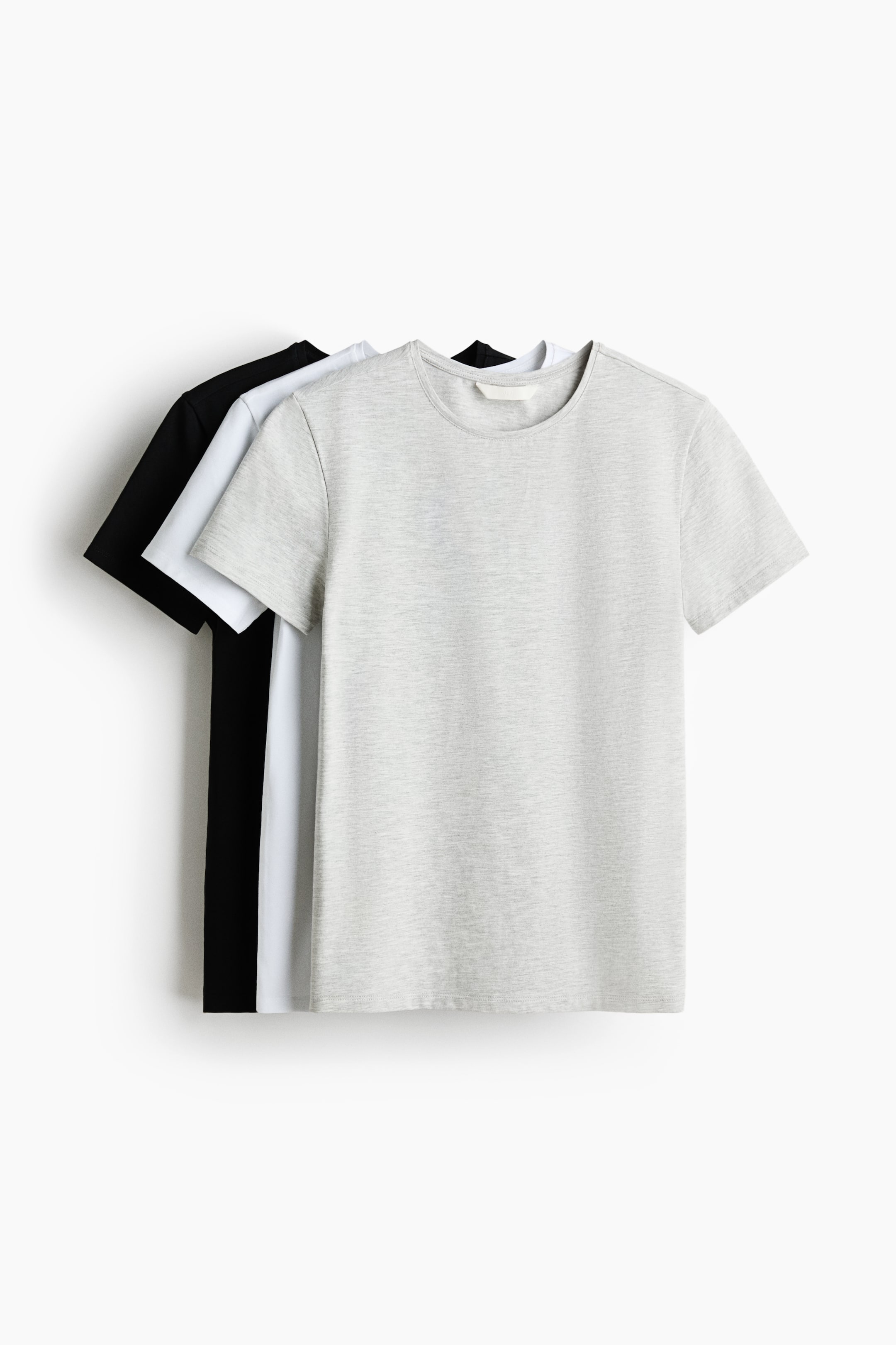 View larger image: 3-pack T-shirts - Grey marl/White/Black - Ladies | H&M 1