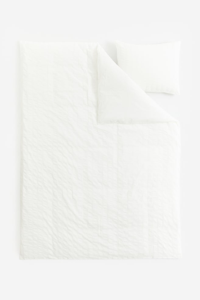 Seersucker duvet cover set - White - 2