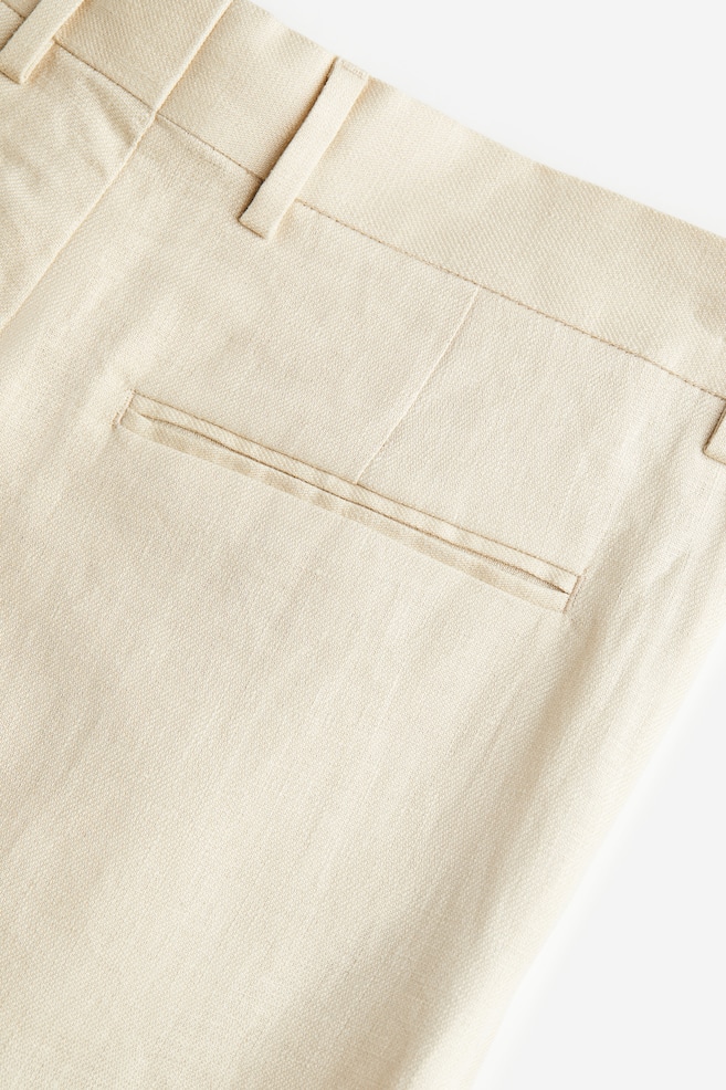 Loose Fit Linen trousers - Light beige/Black - 6