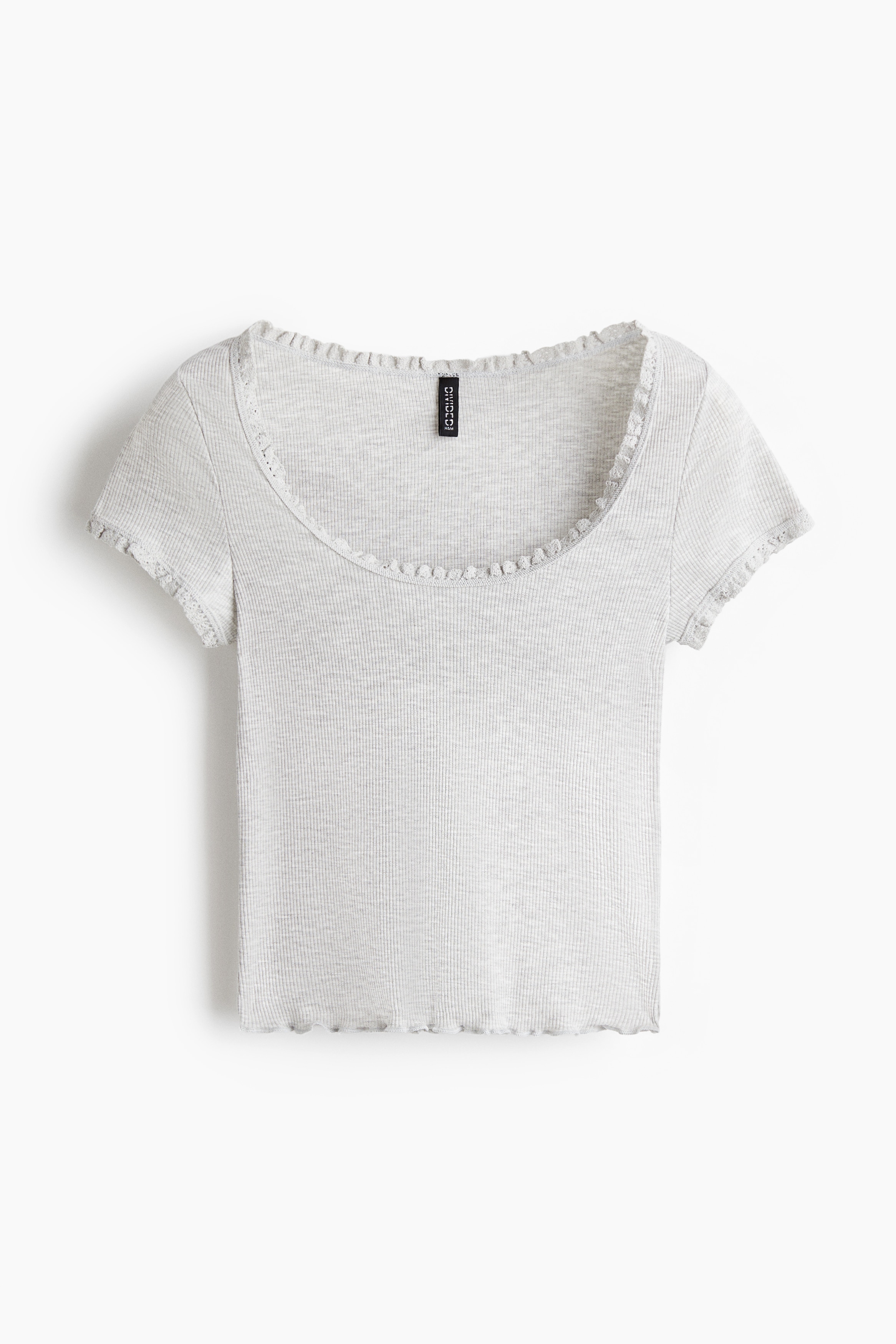 Top avec dentelle - Gris clair chiné/Blanc/fleuri/Blanc/fleuri/Rose ancien/Blanc/Noir/fleuri/Noir