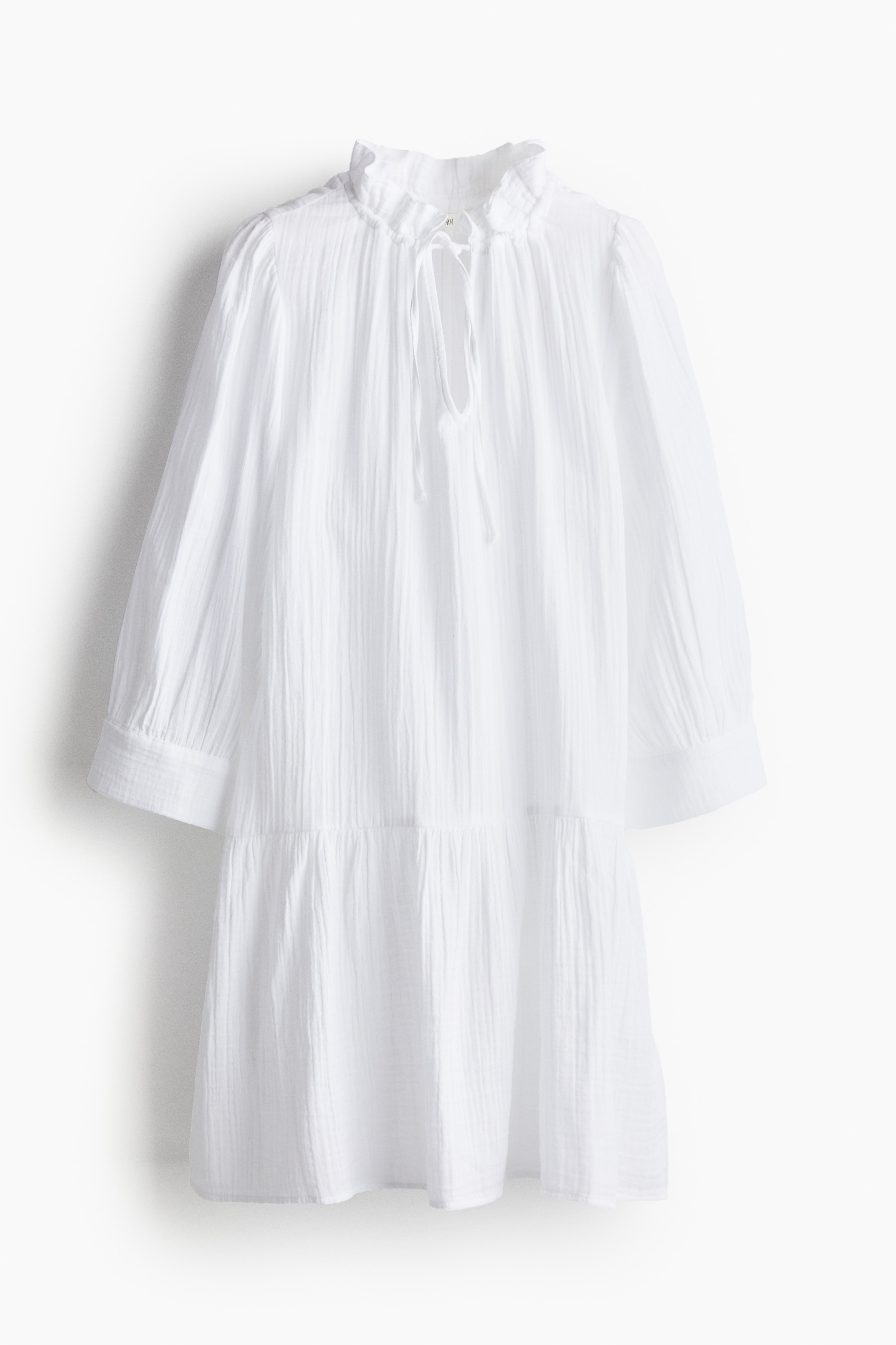 Drawstring-detail cotton dress