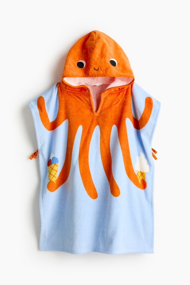 Hooded Towel - Light blue/octopus/Blue/fish - 1