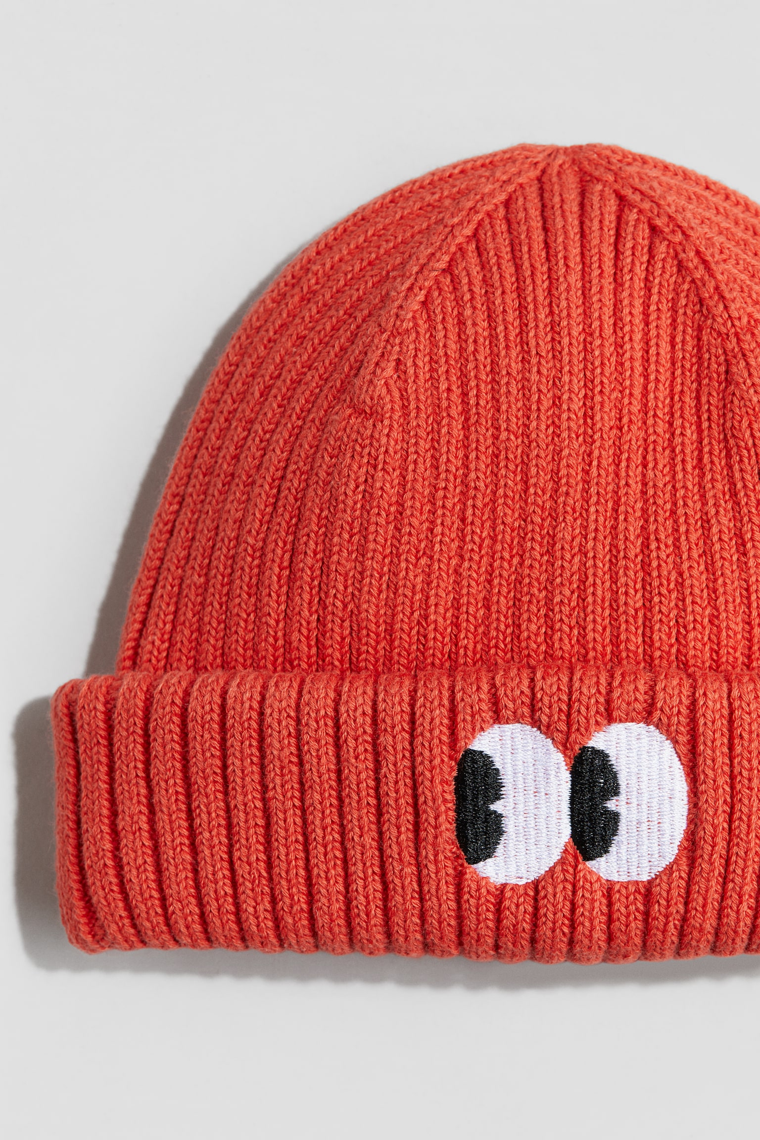 Embroidered-detail beanie - Orange/Eyes - 3