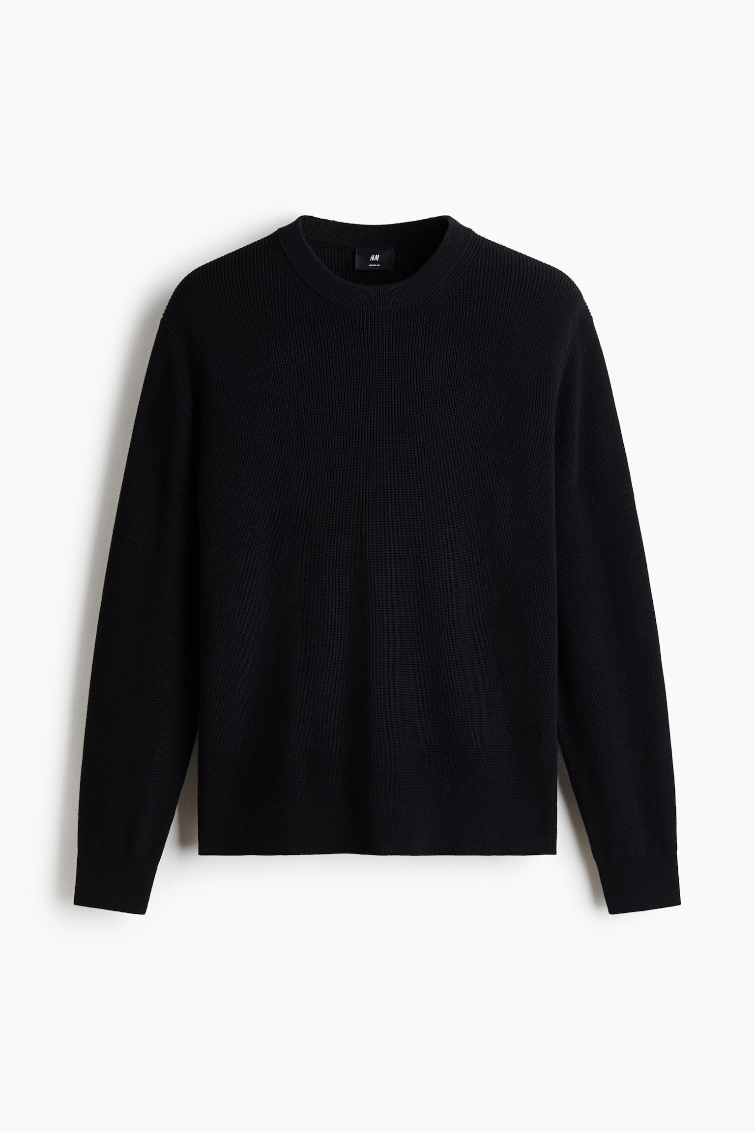 Gerippter Baumwollpullover in Regular Fit - Schwarz/Dunkelrot/Dunkelgrau