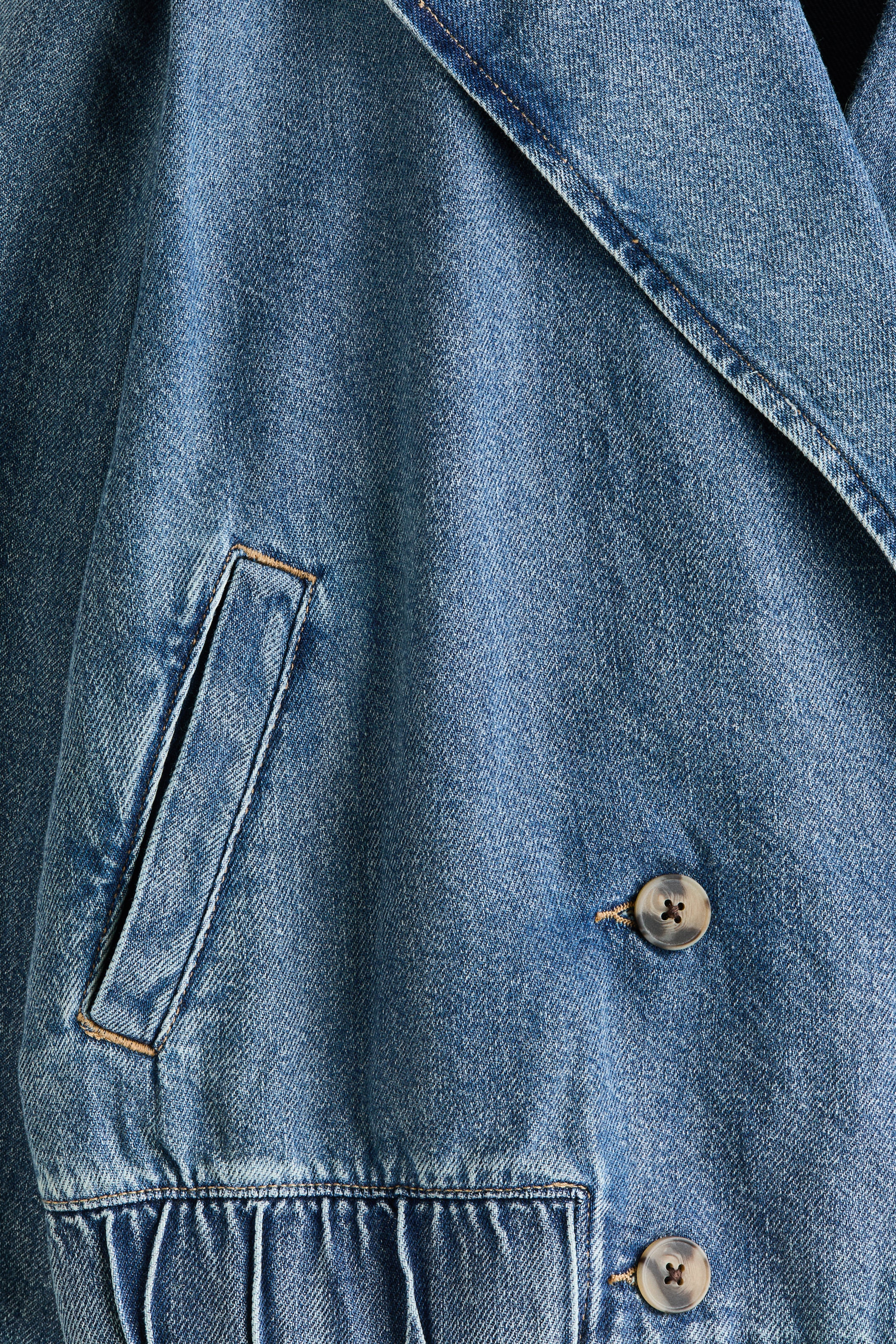 Женские куртки H&M Double-Breasted Denim Jacket — фото 7