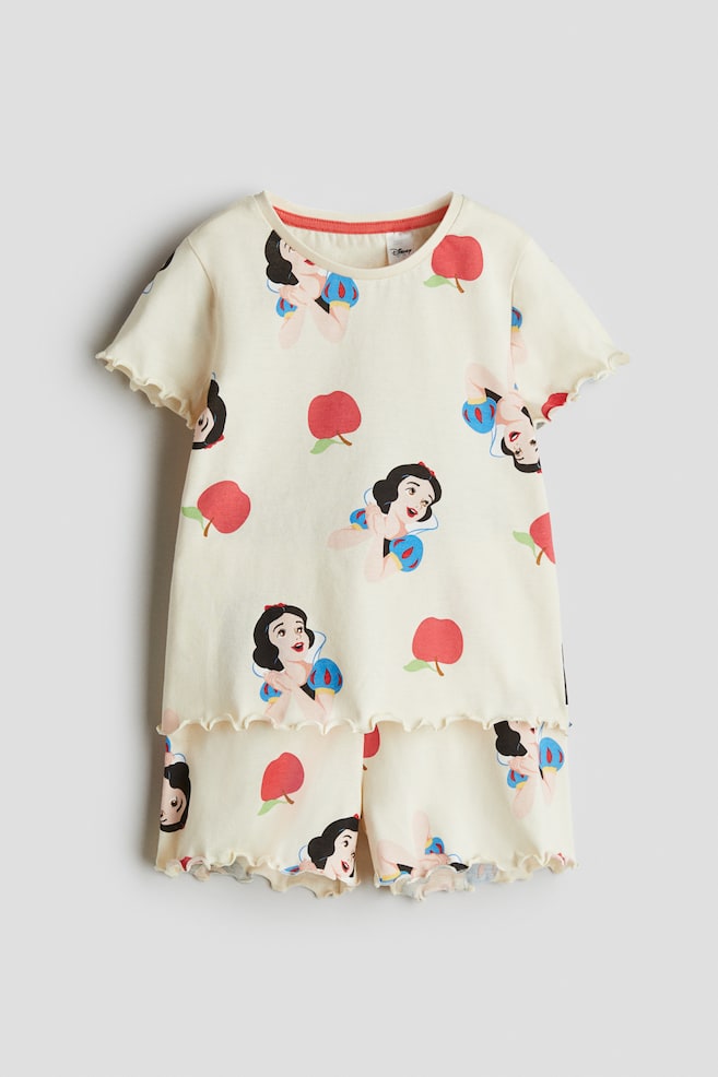 Pijama din jerseu de bumbac - Galben-deschis/Albă-ca-Zăpada - 1