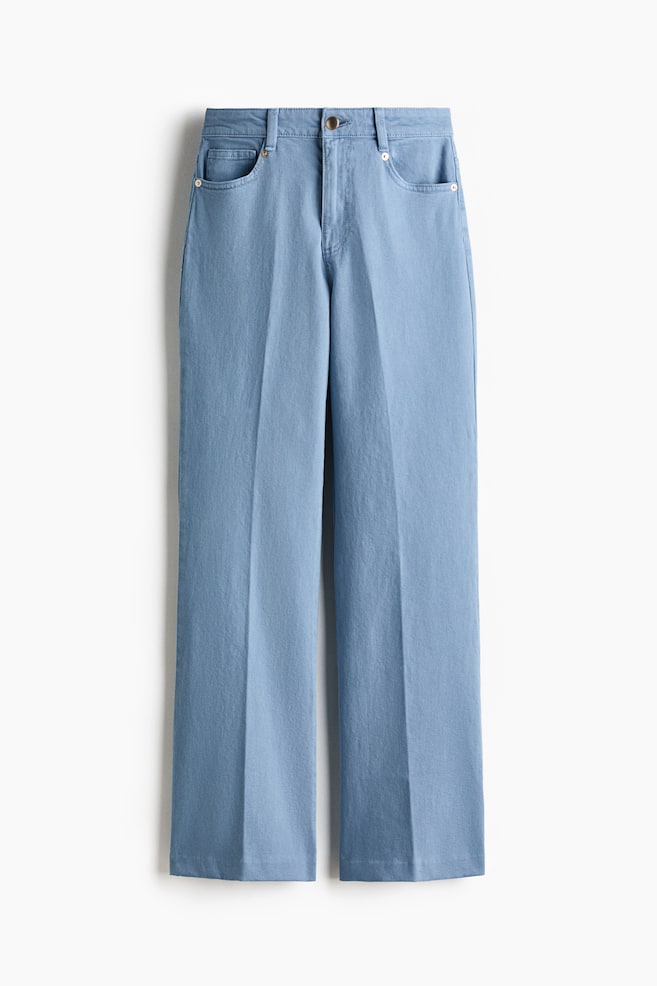 Twill bootcut-broek - Lichtblauw/Donkerbruin - 1
