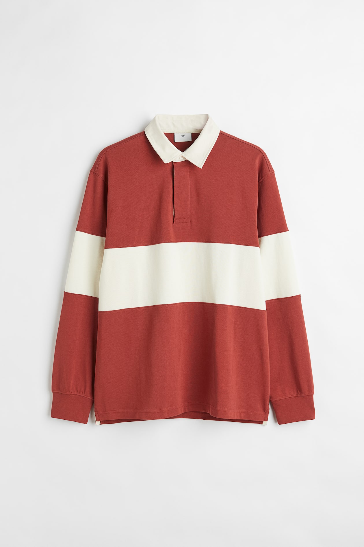 Relaxed Fit Rugby Shirt - Long sleeve - Regular length - Rust brown ...