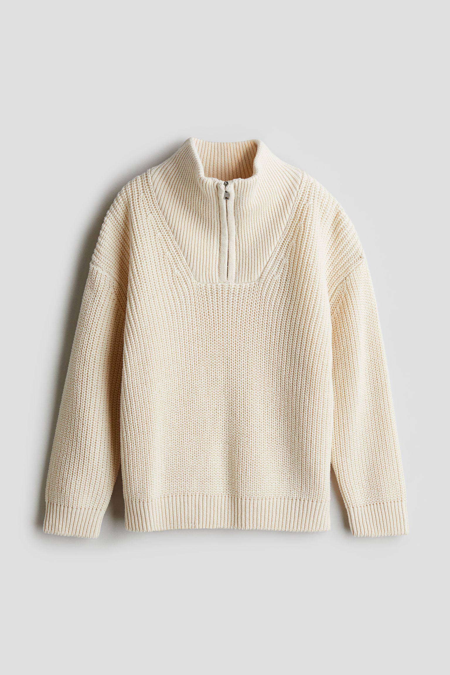 Zip-top jumper - Light beige/Navy blue/Dark grey marl - 1