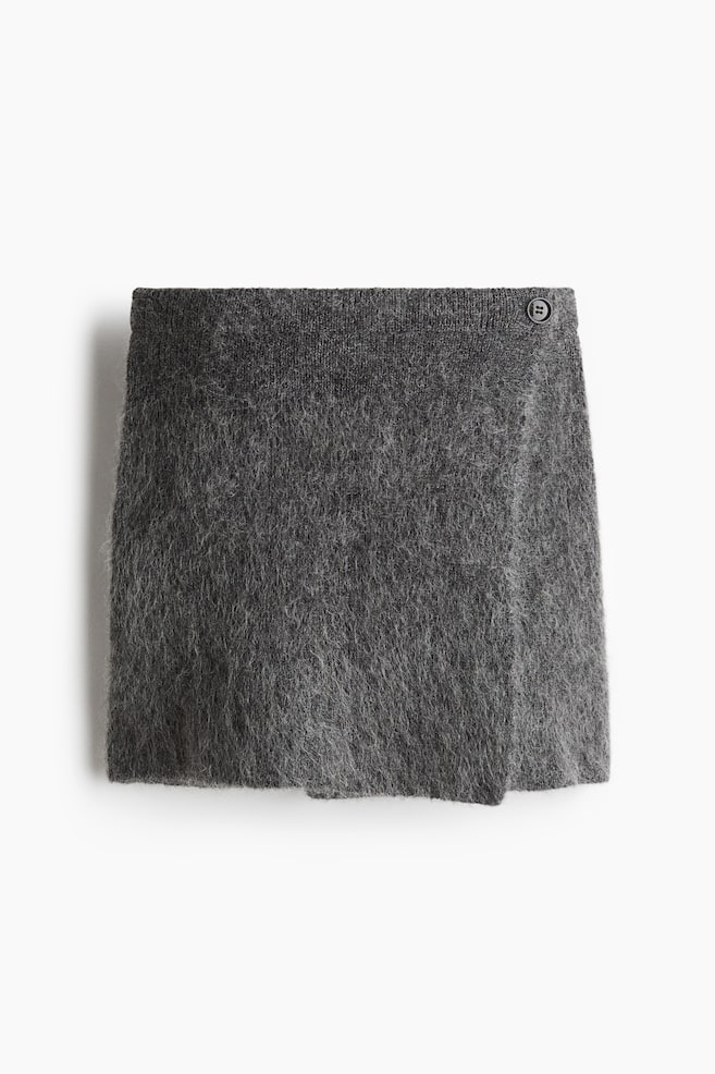 Minifalda en mezcla de mohair - Gris jaspeado oscuro - 1
