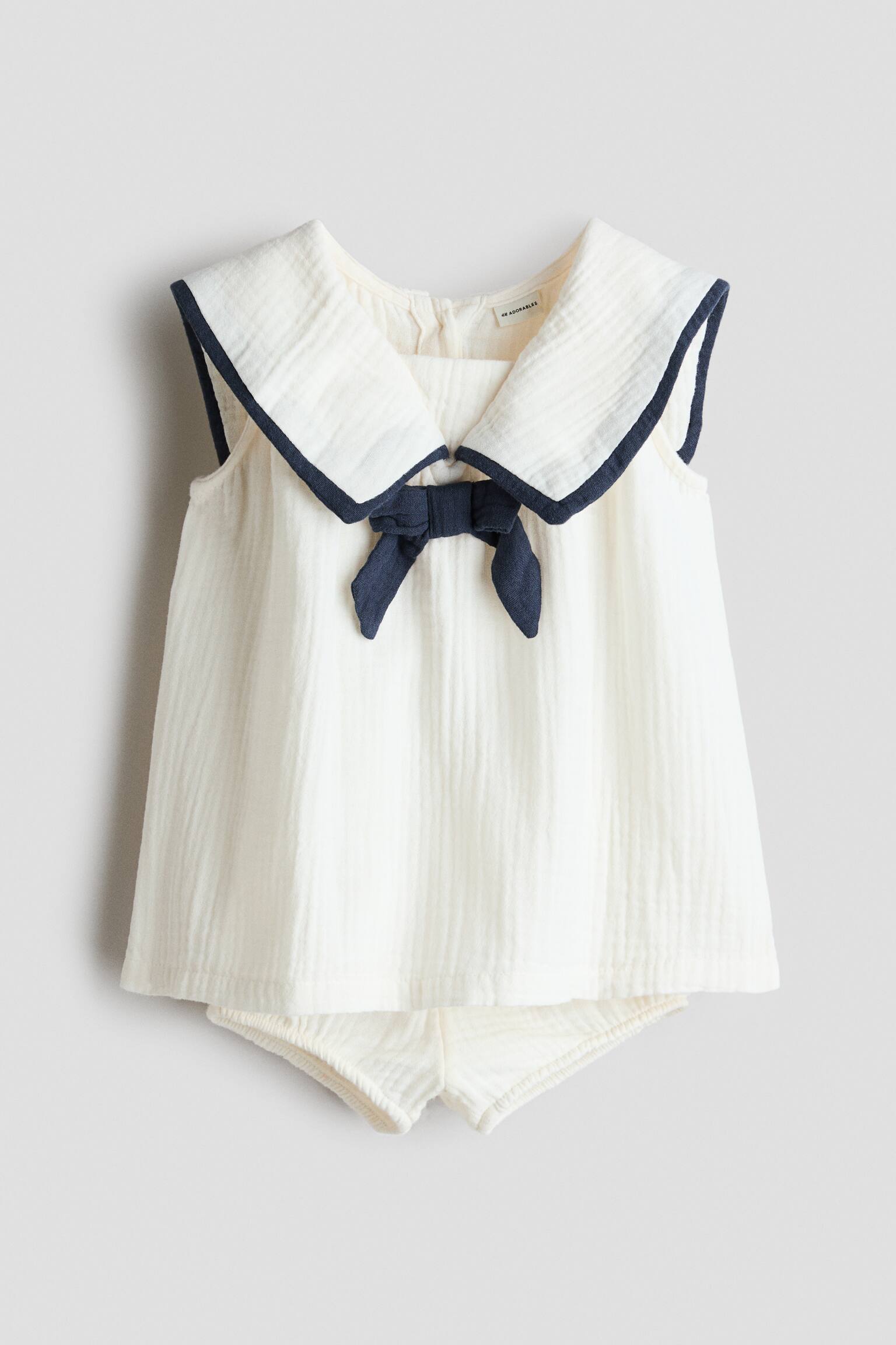 2-piece cotton muslin set - White - 1