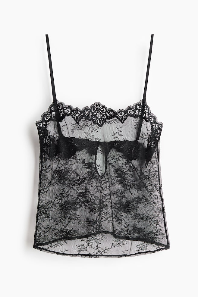 Lace strappy top - Black - 1