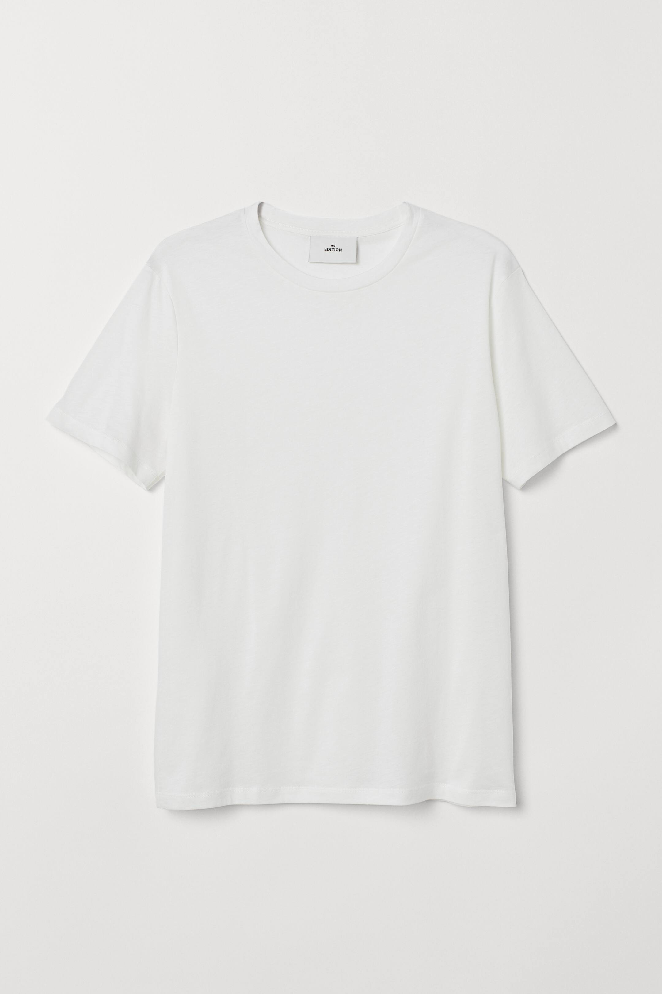 Cotton and silk T-shirt - Short sleeve - White - Men | H&M GB