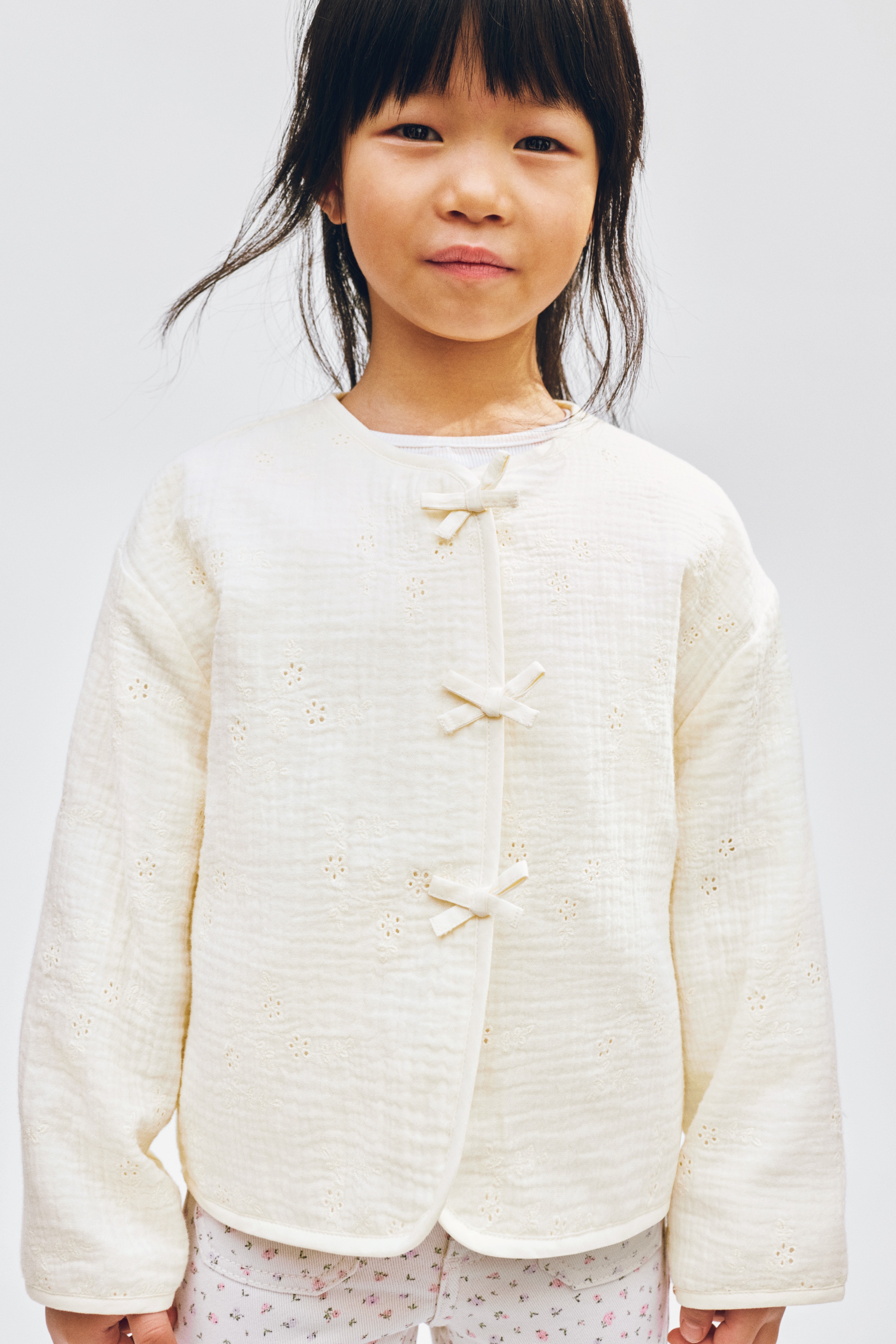 Fiyonk Detaylı Muslin Ceket - Krem