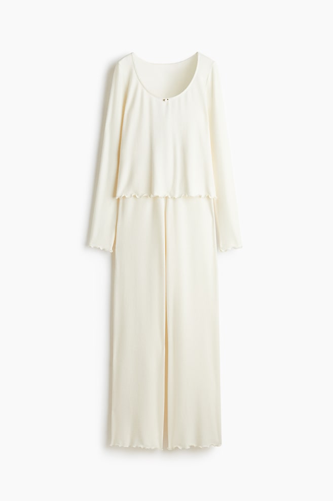 Brushed jersey pyjamas - Cream/Pale pink/Pigeon blue - 1
