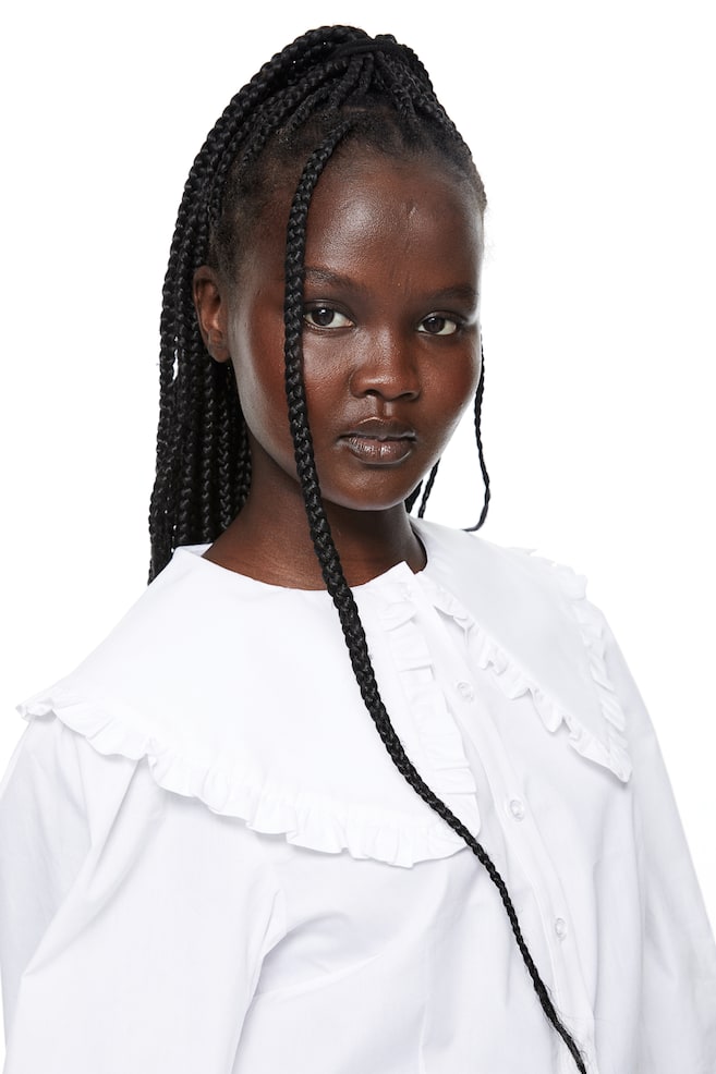 Collared poplin blouse - White/Black - 5