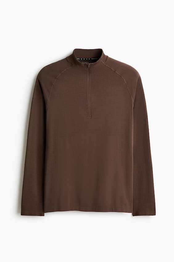 Мужские рубашки H&M Muscle-Fit Half-Zip Sports Shirt with DryMove™