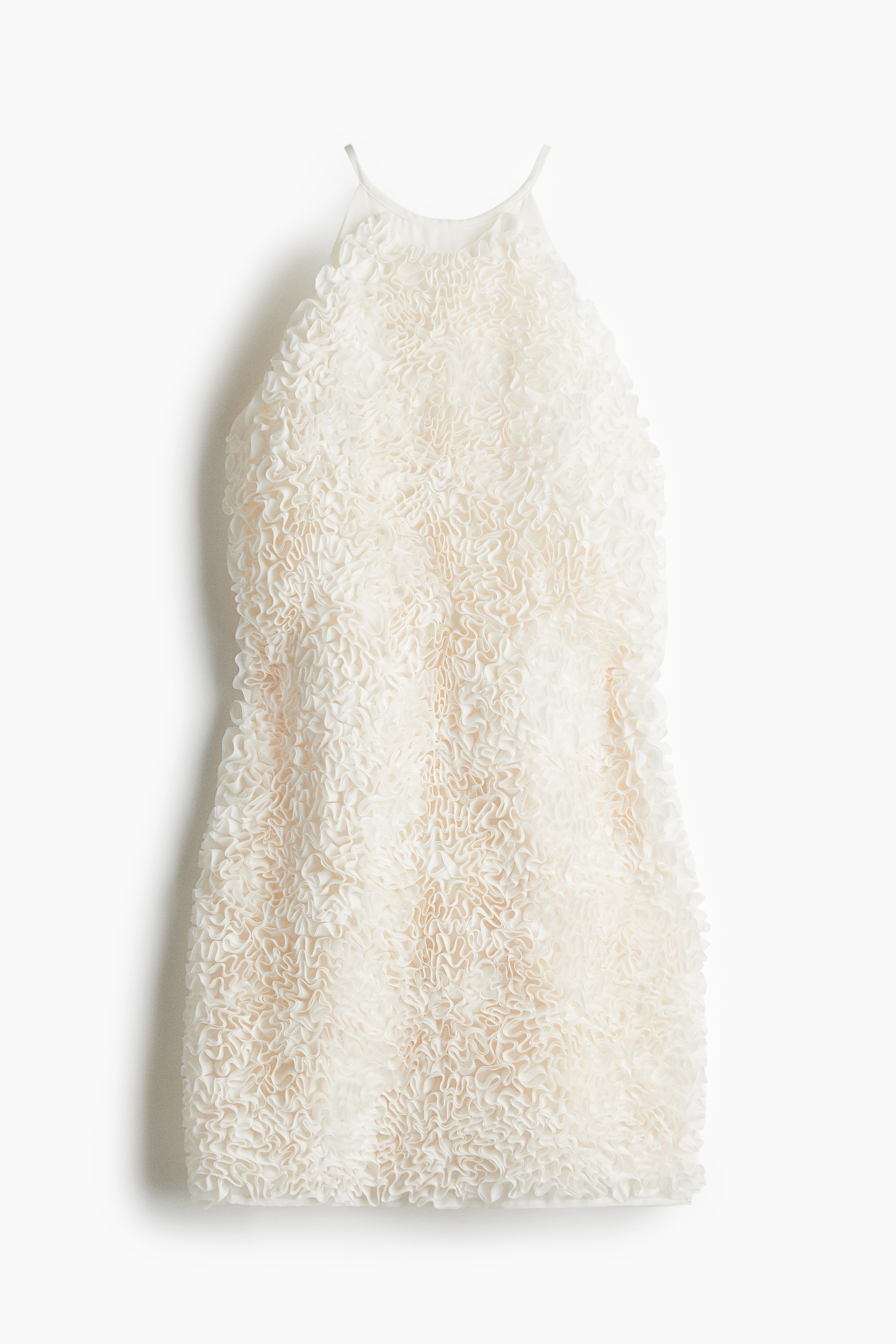Ruffled Halterneck Dress - Cream
