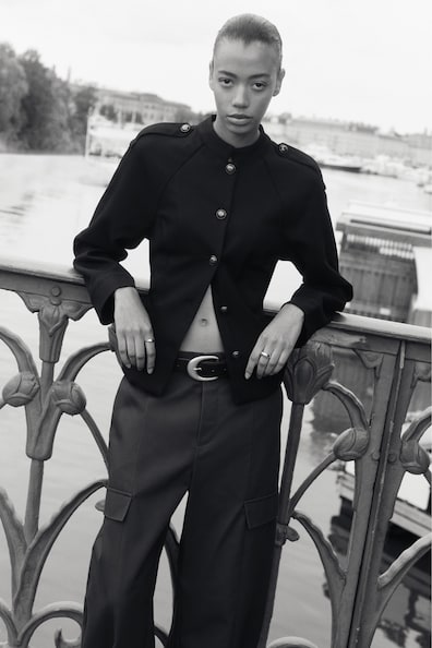 Band-collar twill jacket