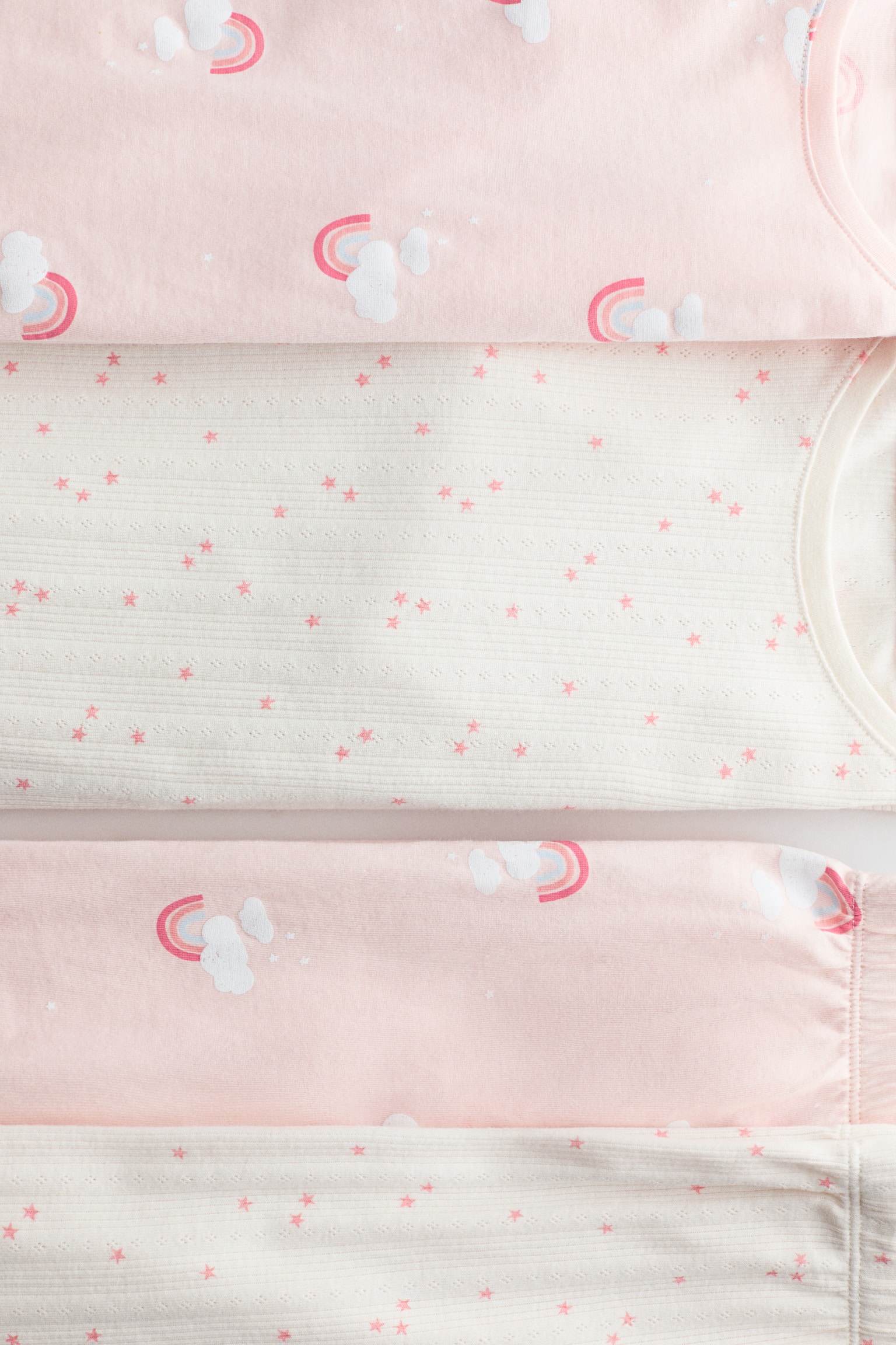 2-pack printed cotton pyjamas - Light pink/Rainbows/White/Bambi/Light pink/Cozy Season - 2