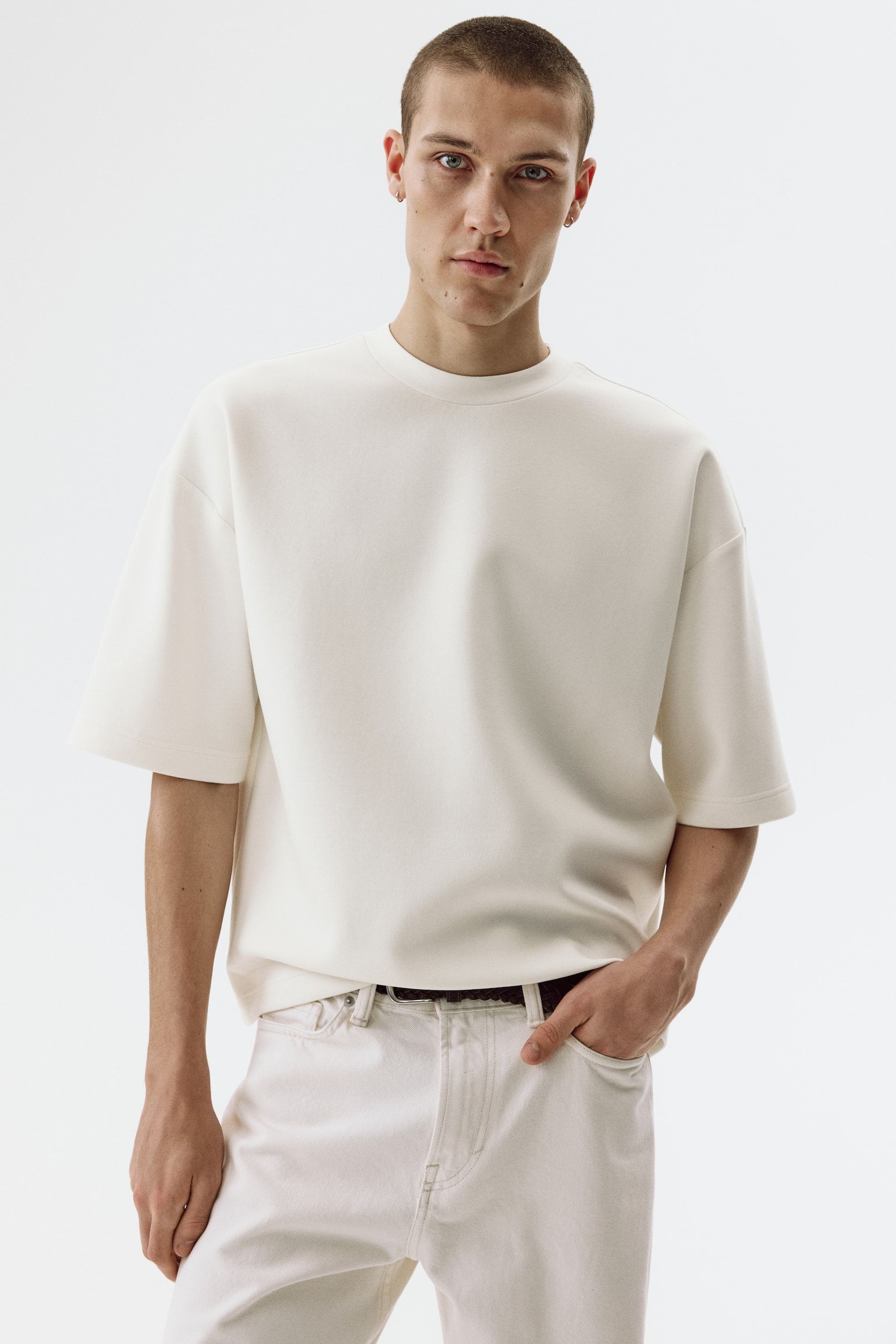 Oversized Fit Scuba T-shirt - Cream/Light grey marl/Light dusty green/Dark khaki green - 6