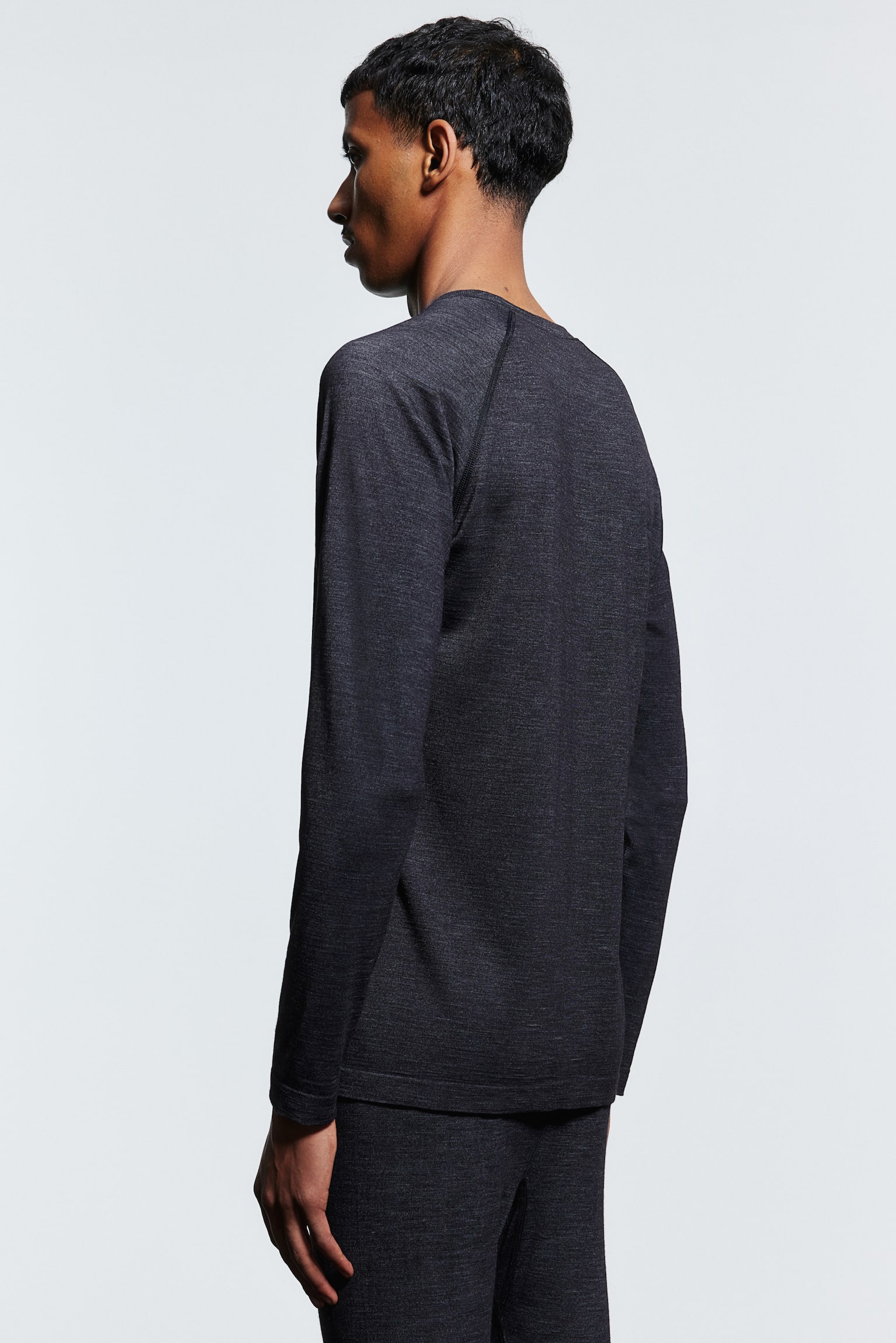 Wool-blend base layer top in DryMove™ - Dark grey marl - 3