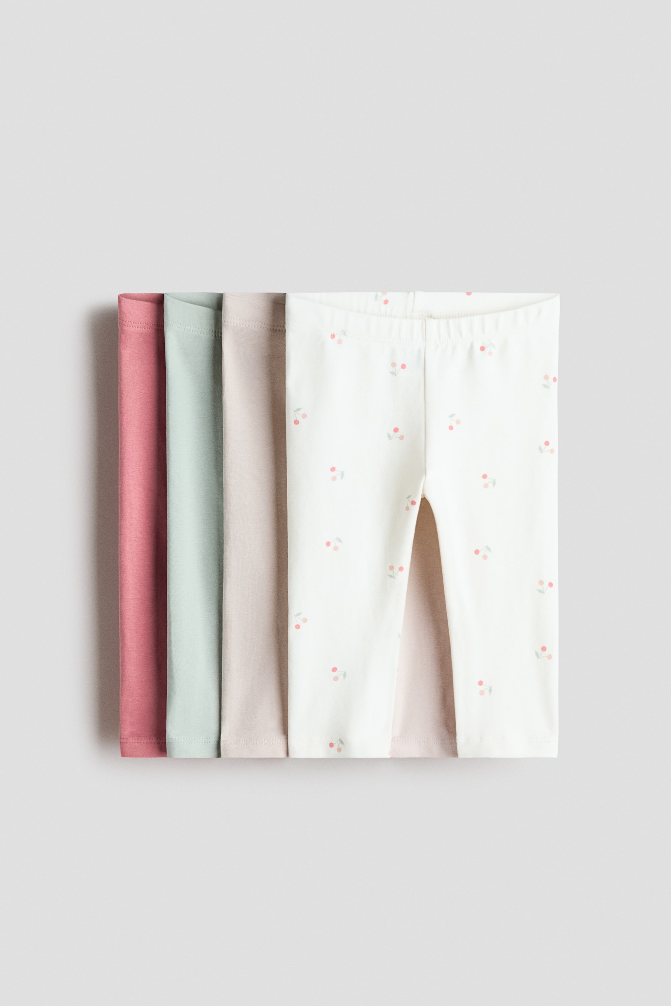Ver imagem maior: Pack de 4 leggings em jersey de algodão - Rosa/Cerejas - CRIANÇA | H&M PT 1