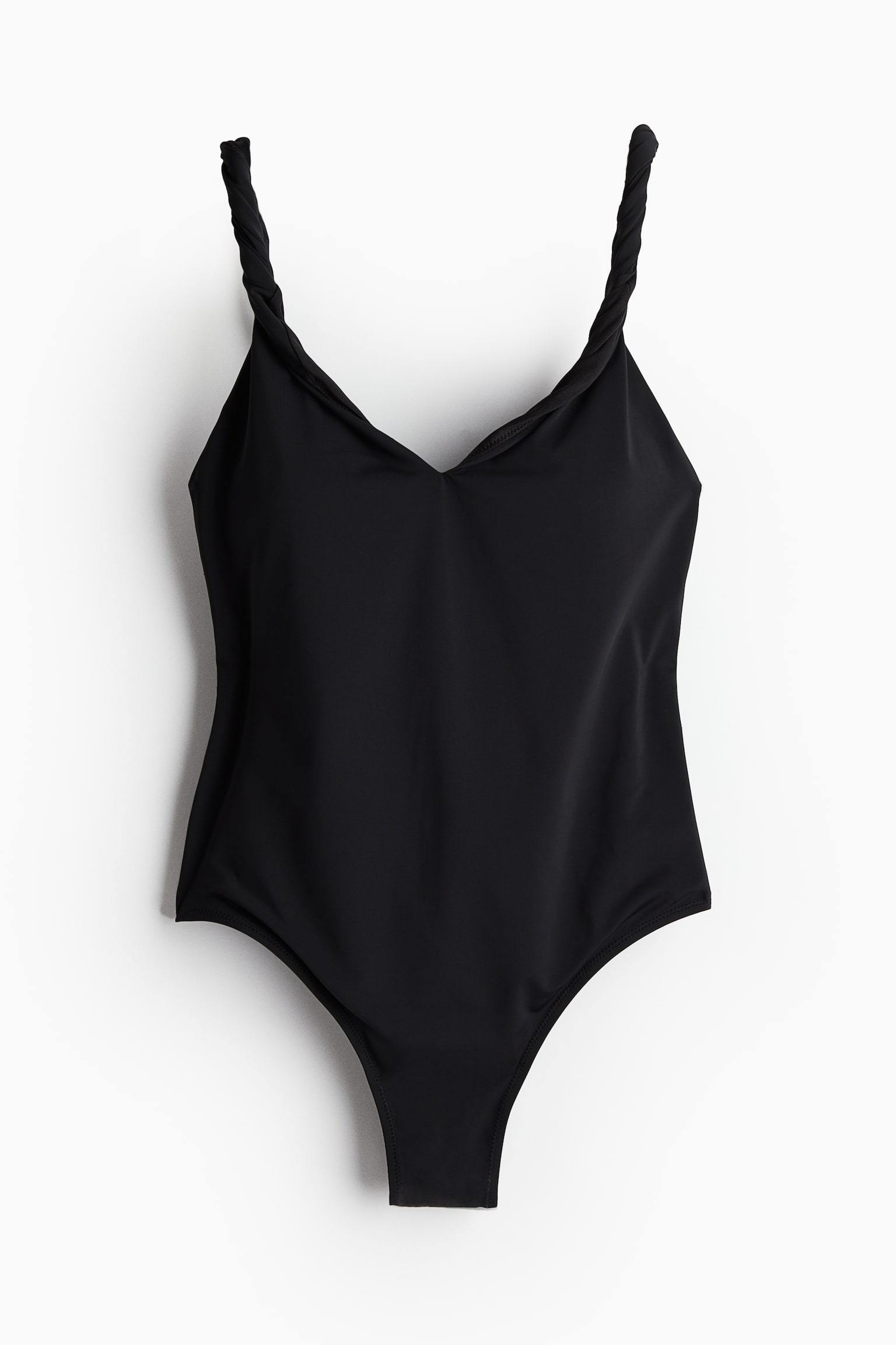 Padded Cup Twist Strap Swimsuit - Black - 2