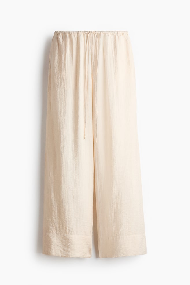 Pantaloni con coulisse in misto viscosa - Beige chiaro/Nero - 1