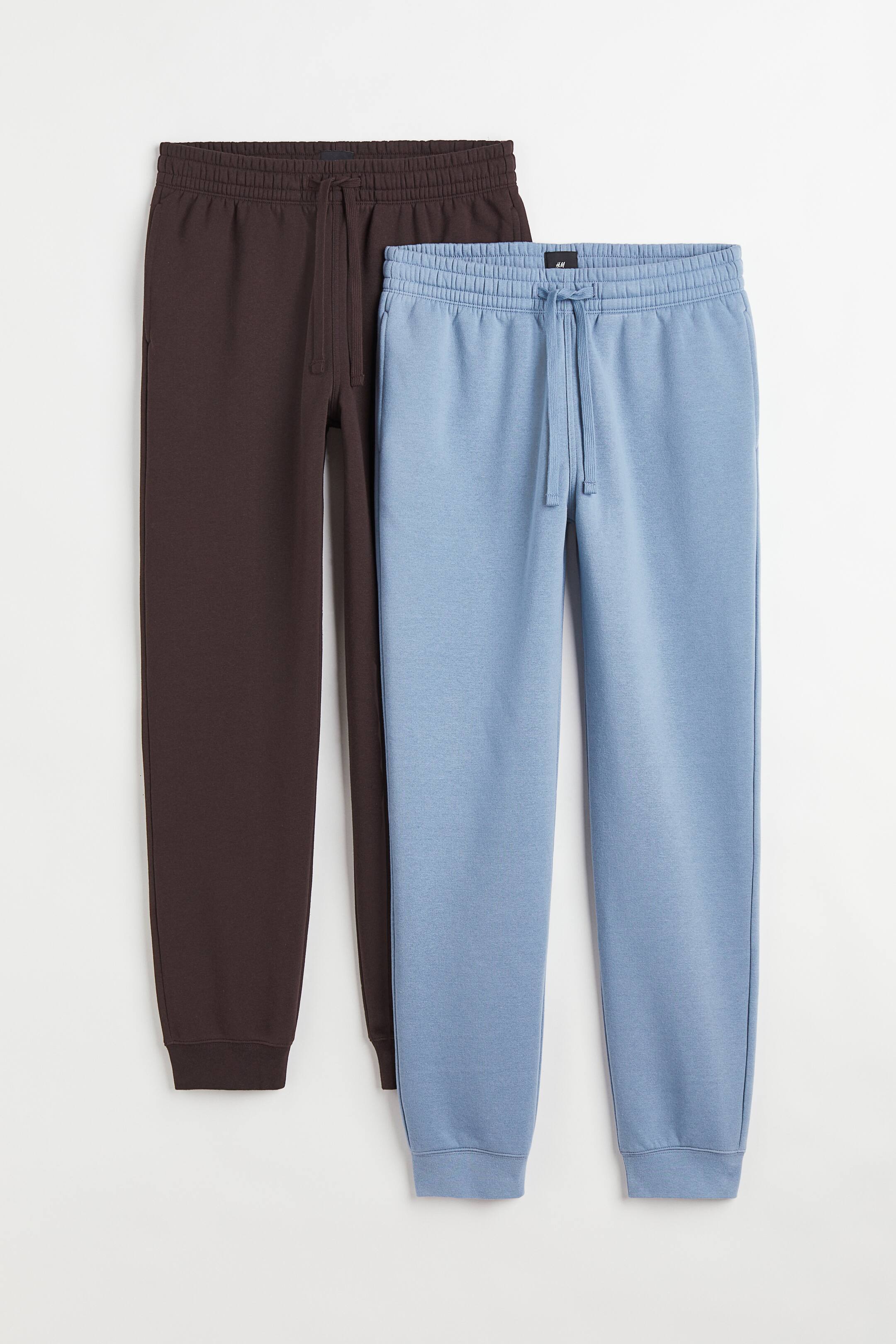 View larger image: 2-pack Regular Fit Sweatpants - Dark brown/Light blue - Men | H&M 1