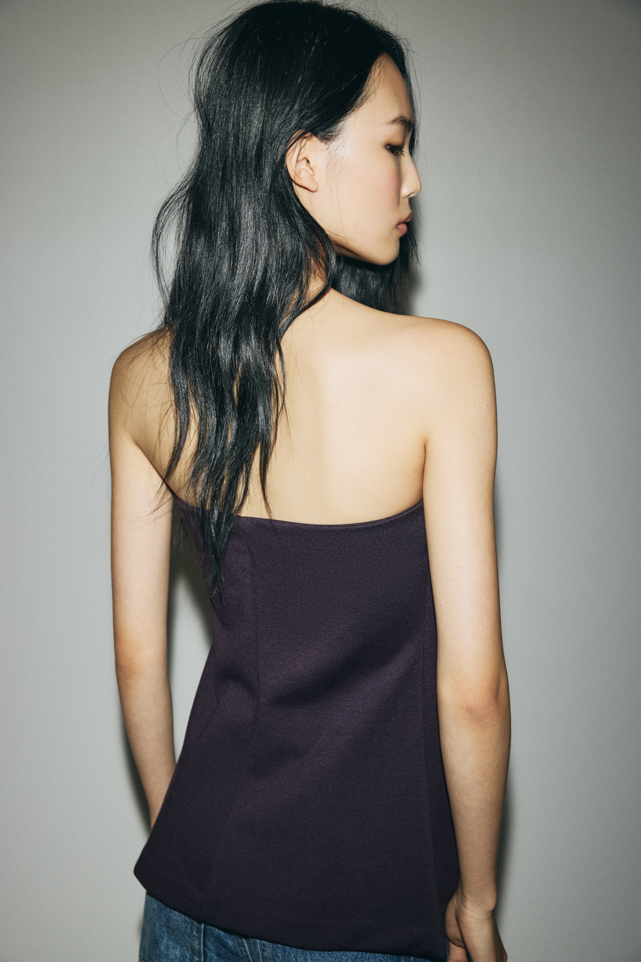 Voir une image plus grande: Gilet bandeau sans manches en jersey point de Rome - Violet prune foncé - FEMME | H&M CA 3