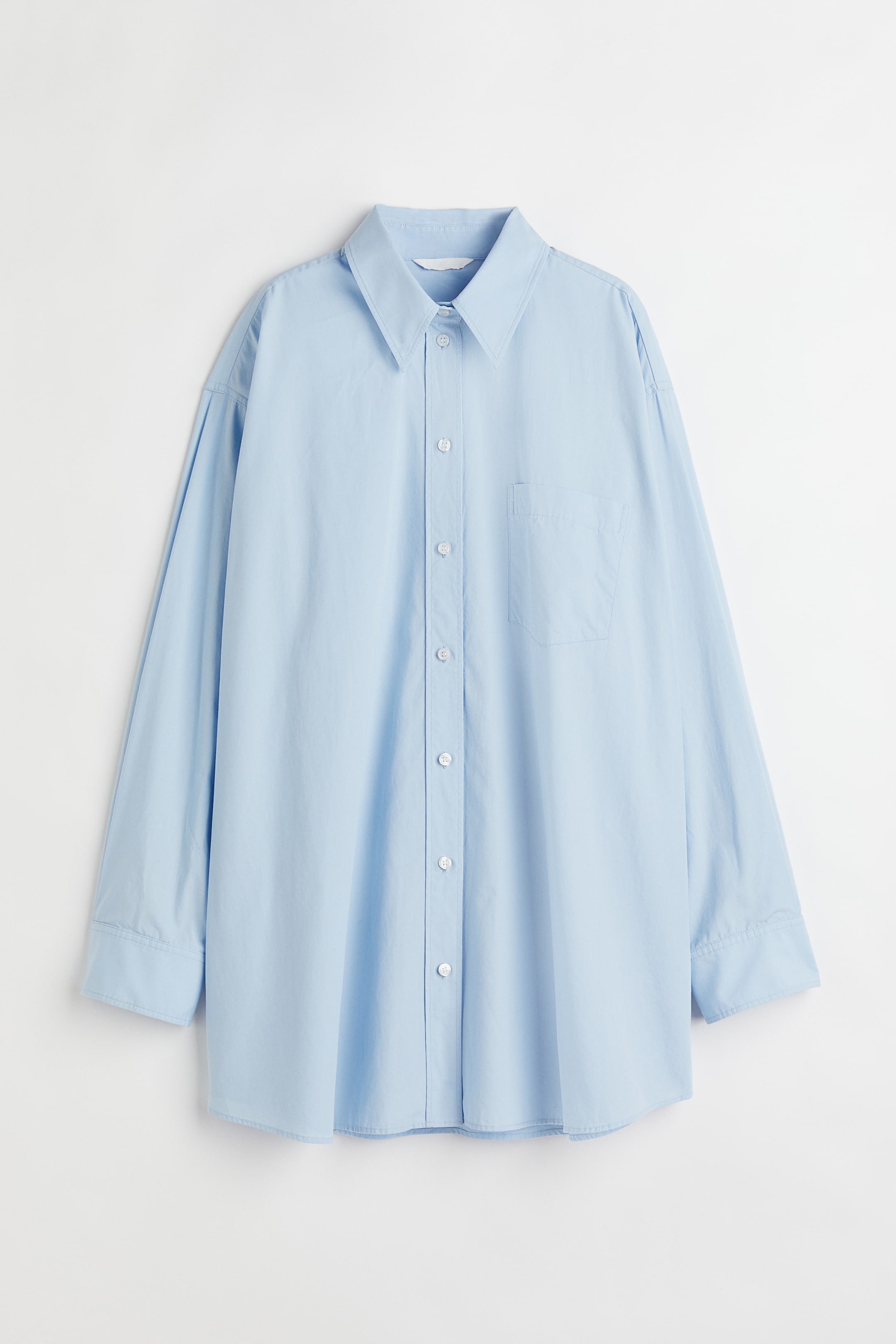 Oversized shirt - Long sleeve - Regular length - Light blue - Ladies ...