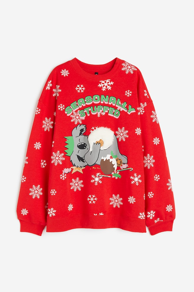 Printed sweatshirt - Red/Seasonally stuffed - 1