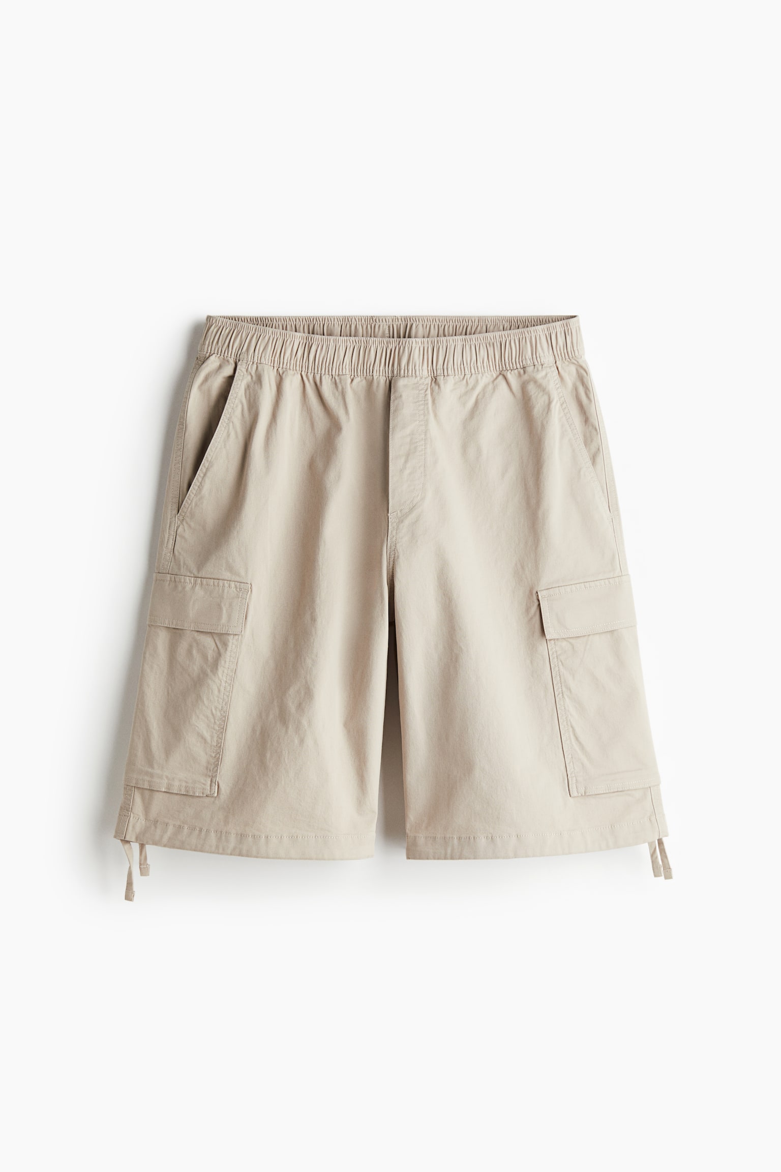 Loose Fit Twill Cargo Shorts - Beige/Black - 2