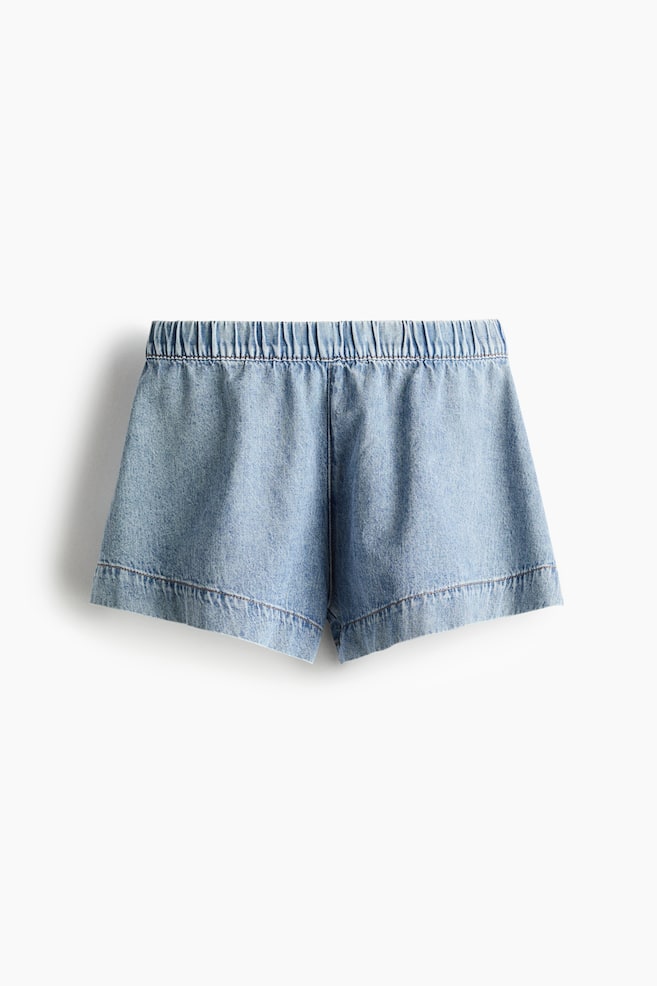Denim pull-on shorts - Light denim blue/Light denim grey/White - 1