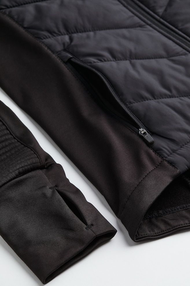 Padded hooded outdoor jacket - Black/Beige - 8