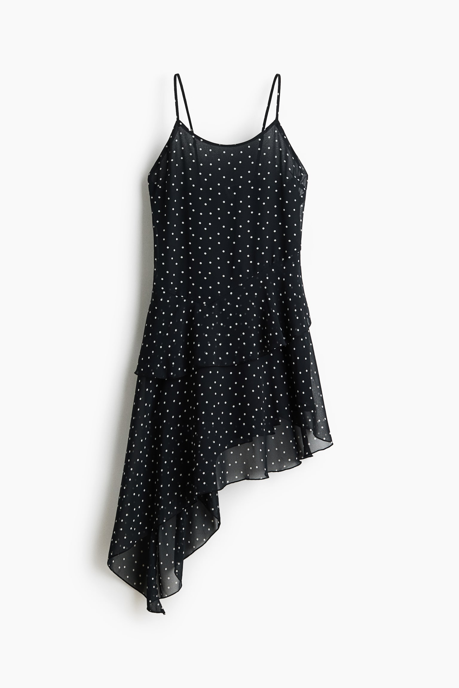 Asymmetric chiffon dress - Black/Spotted/Pink/Floral