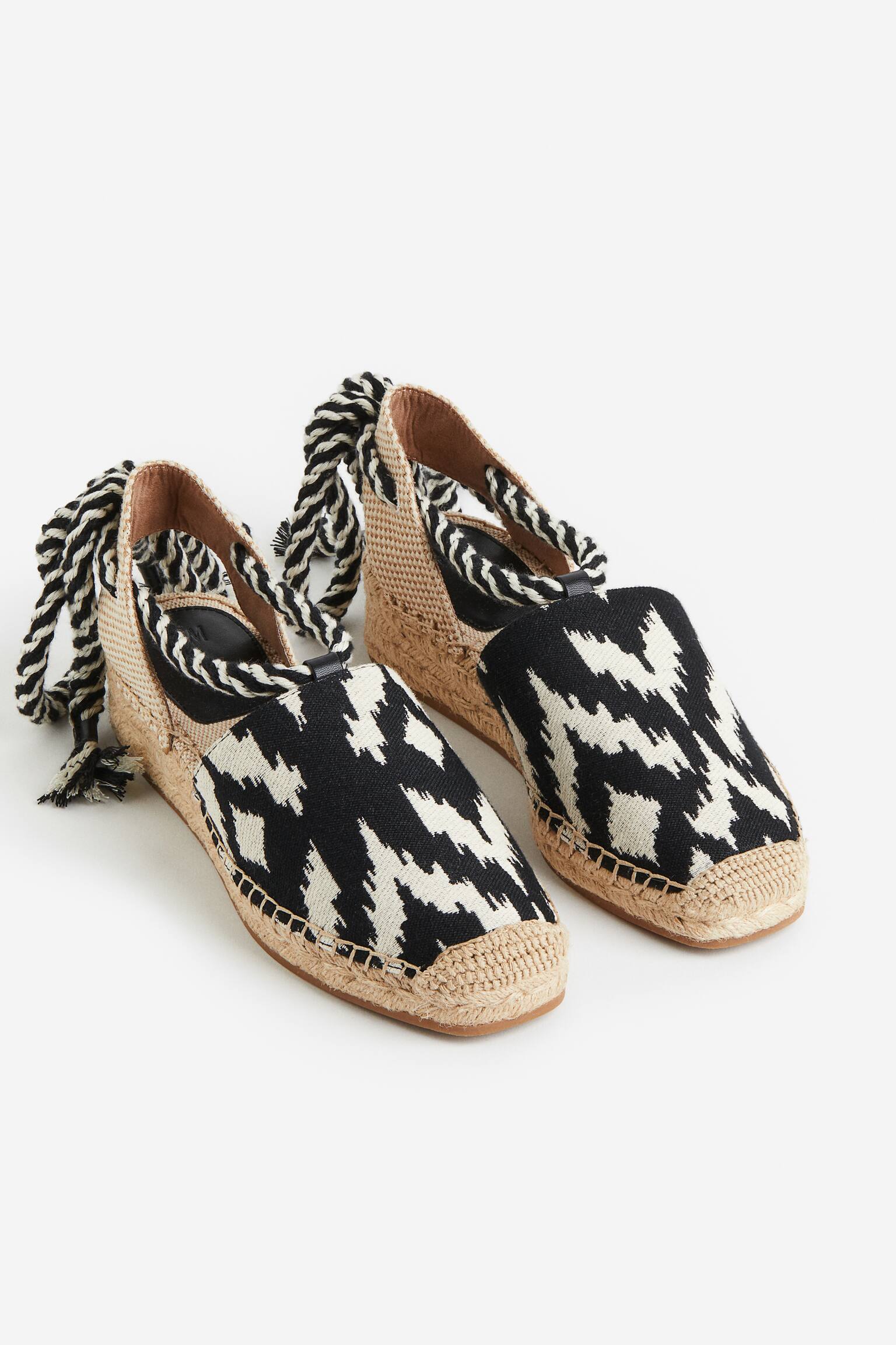 Tie Strap Espadrilles - Black/Pattern/Blue/Paris - 3