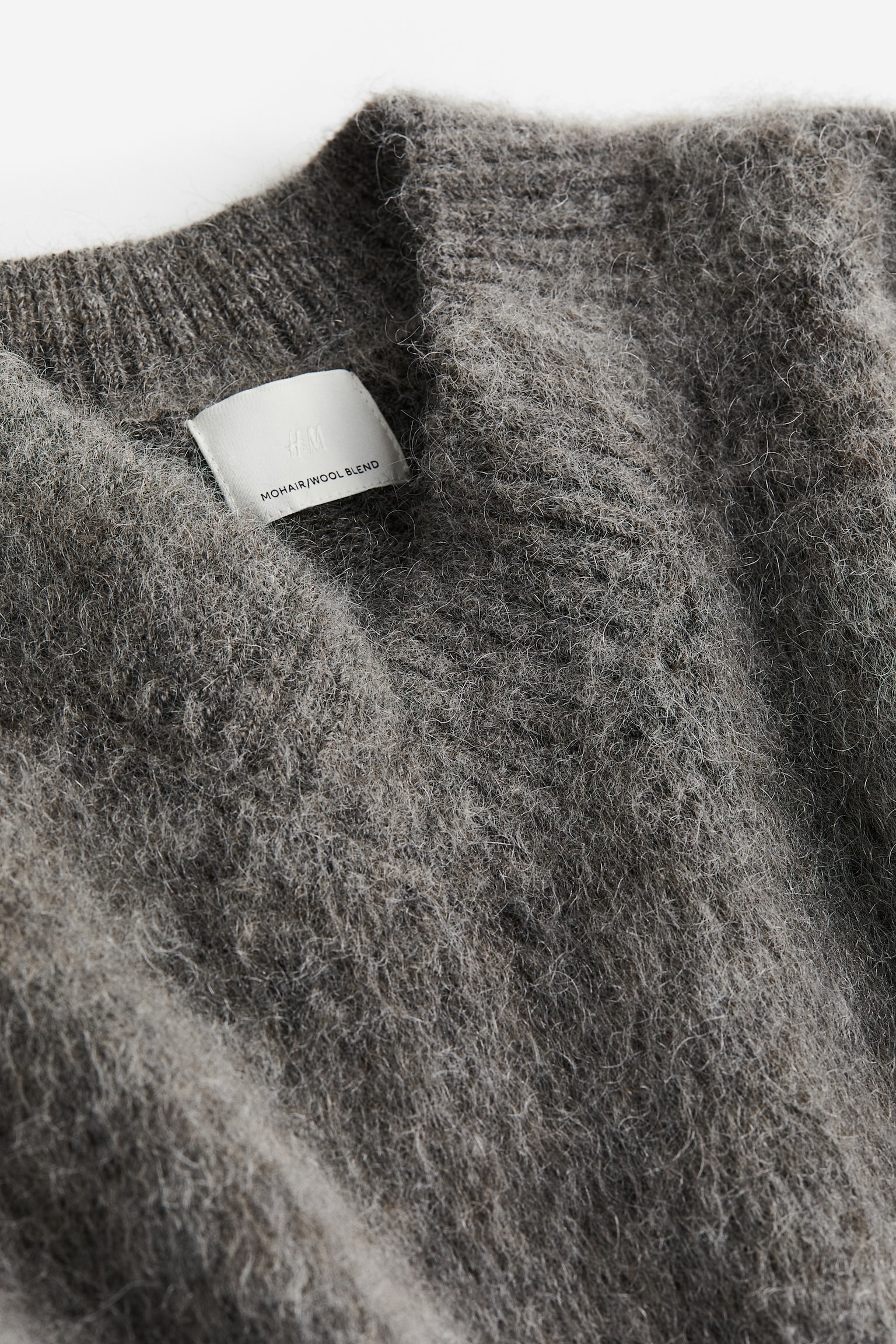 Cropped mohair-blend jumper - Dark grey/Light beige - 2