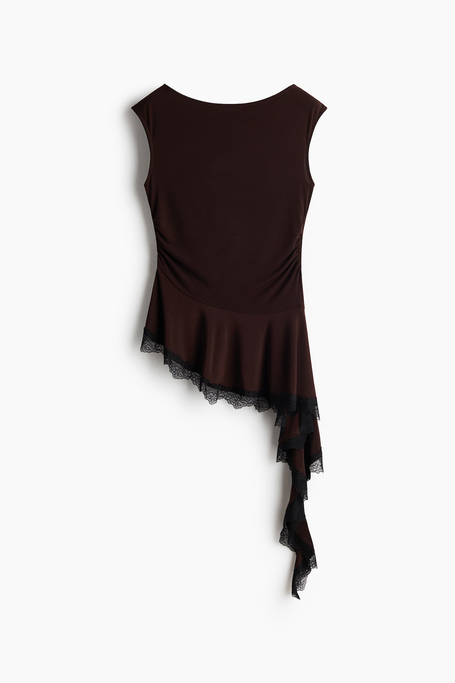 Lace-trimmed top - Dark brown/Dark grey - 1